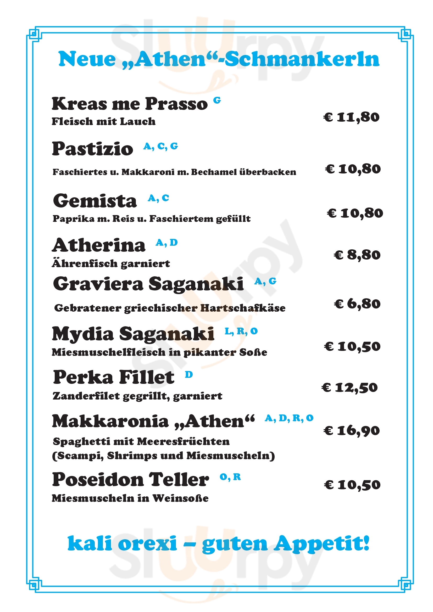 Griechisches Spezialitatenrestaurant Athen Graz Menu - 1