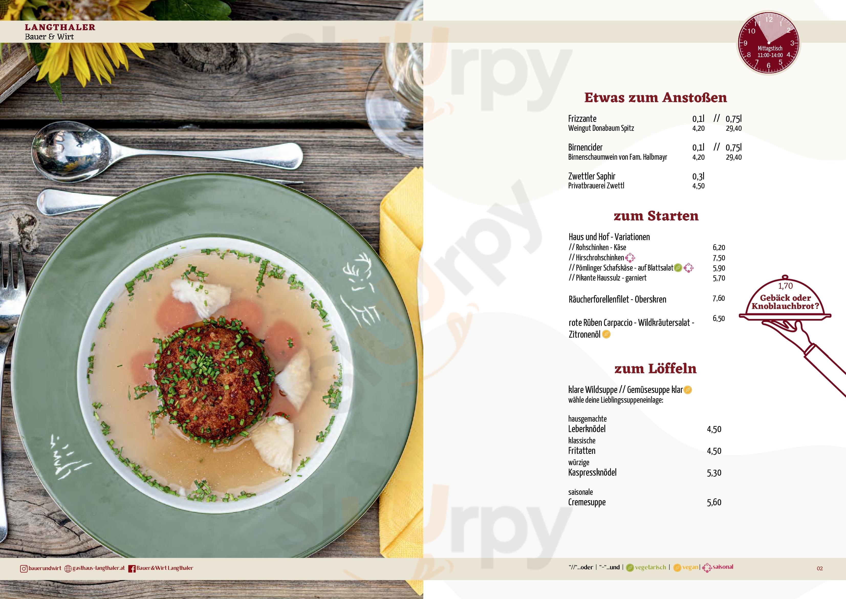Bauer & Wirt Langthaler Emmersdorf an der Donau Menu - 1