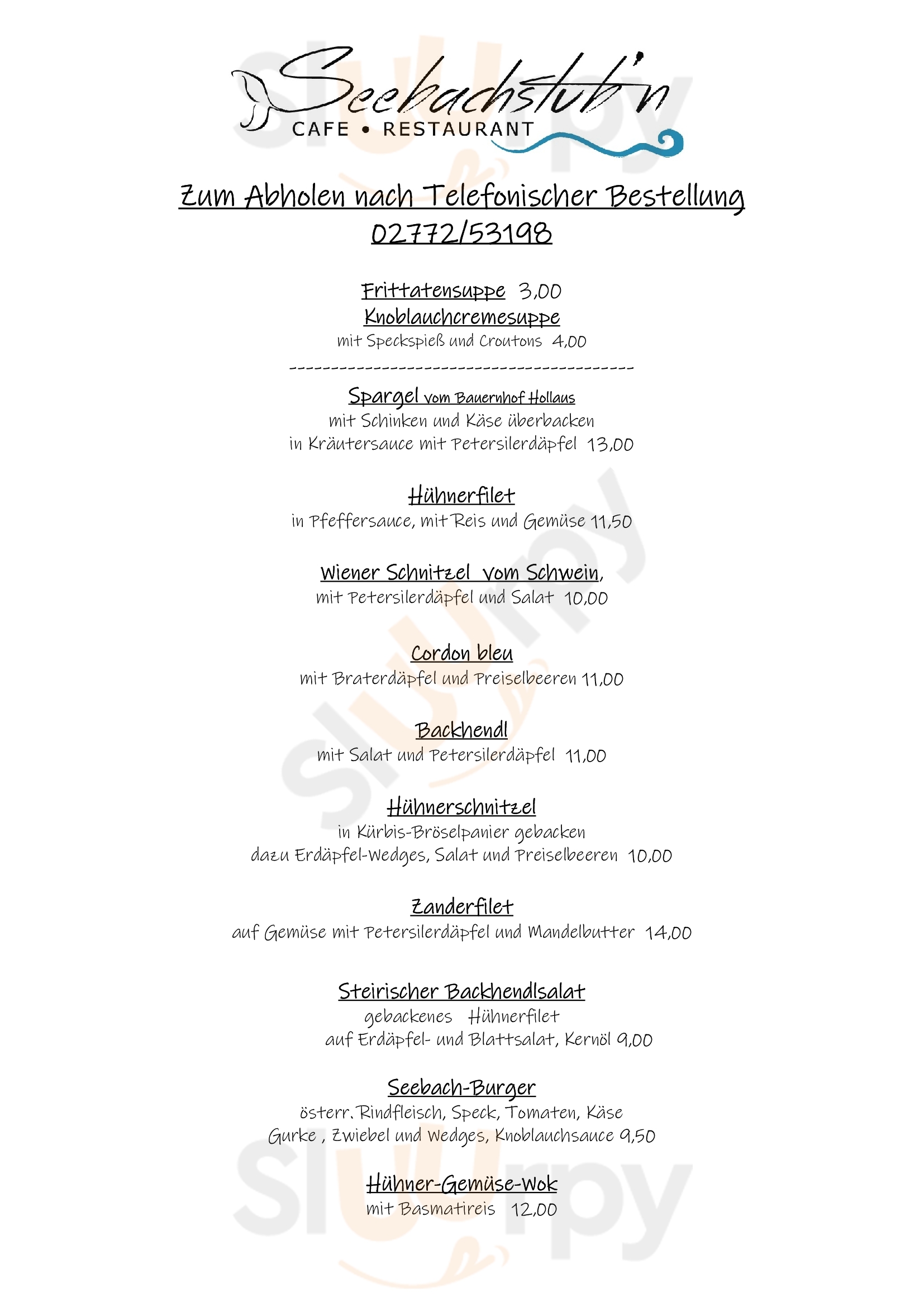 Café-restaurant Seebachstub'n Neulengbach Menu - 1