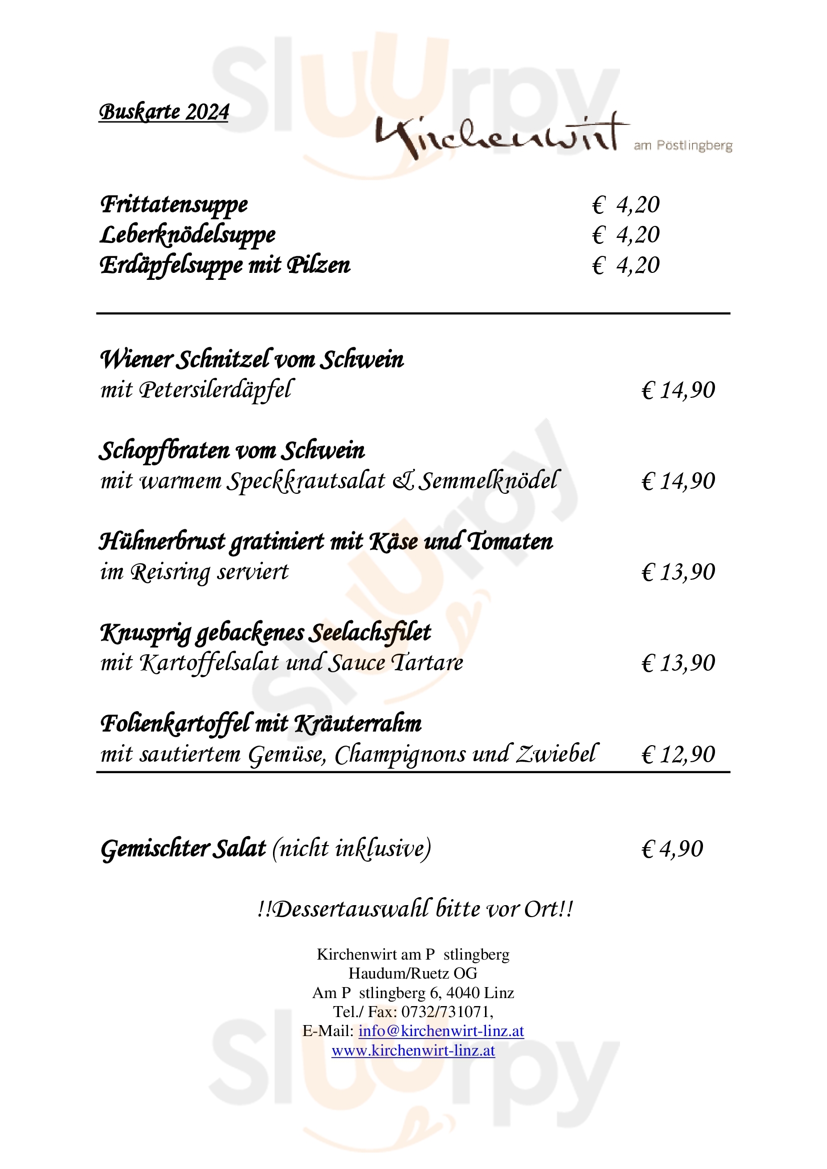 Kirchenwirt Am Pöstlingberg Linz Menu - 1