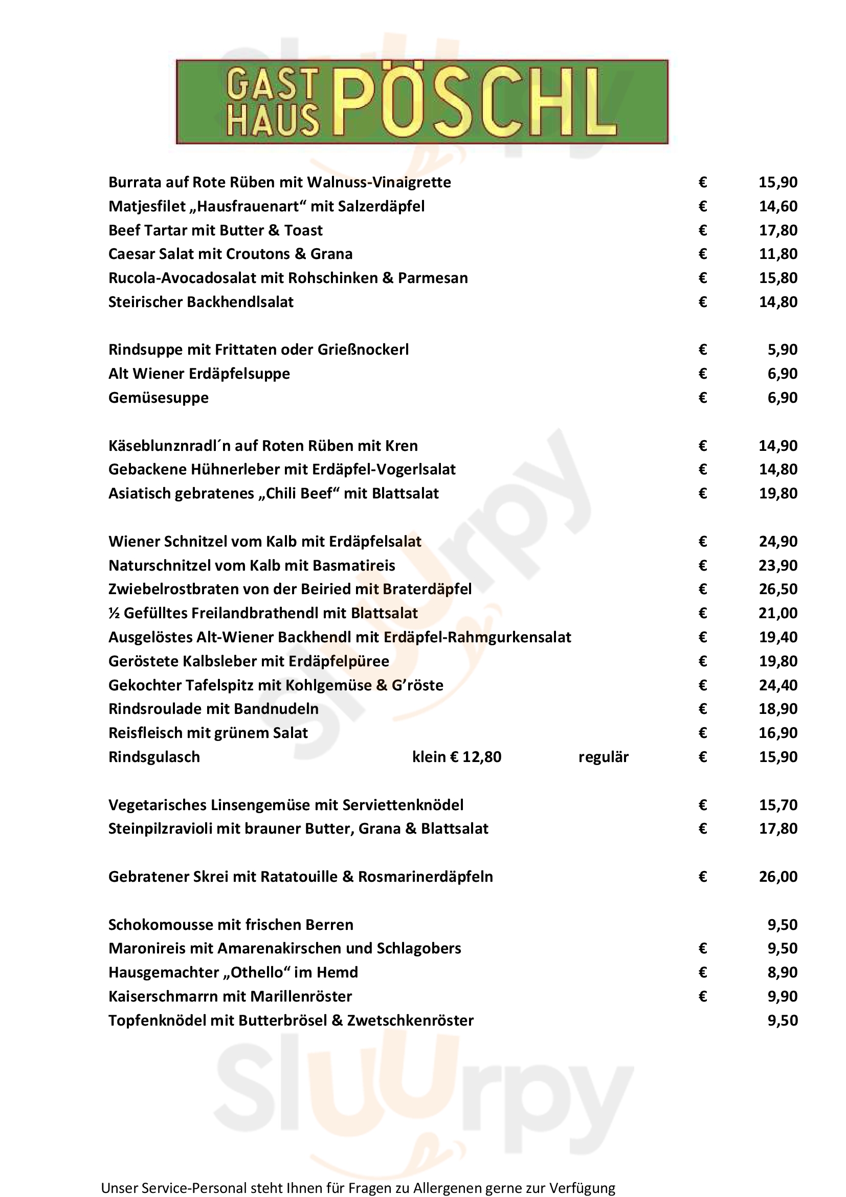 Gasthaus Pöschl Wien Menu - 1