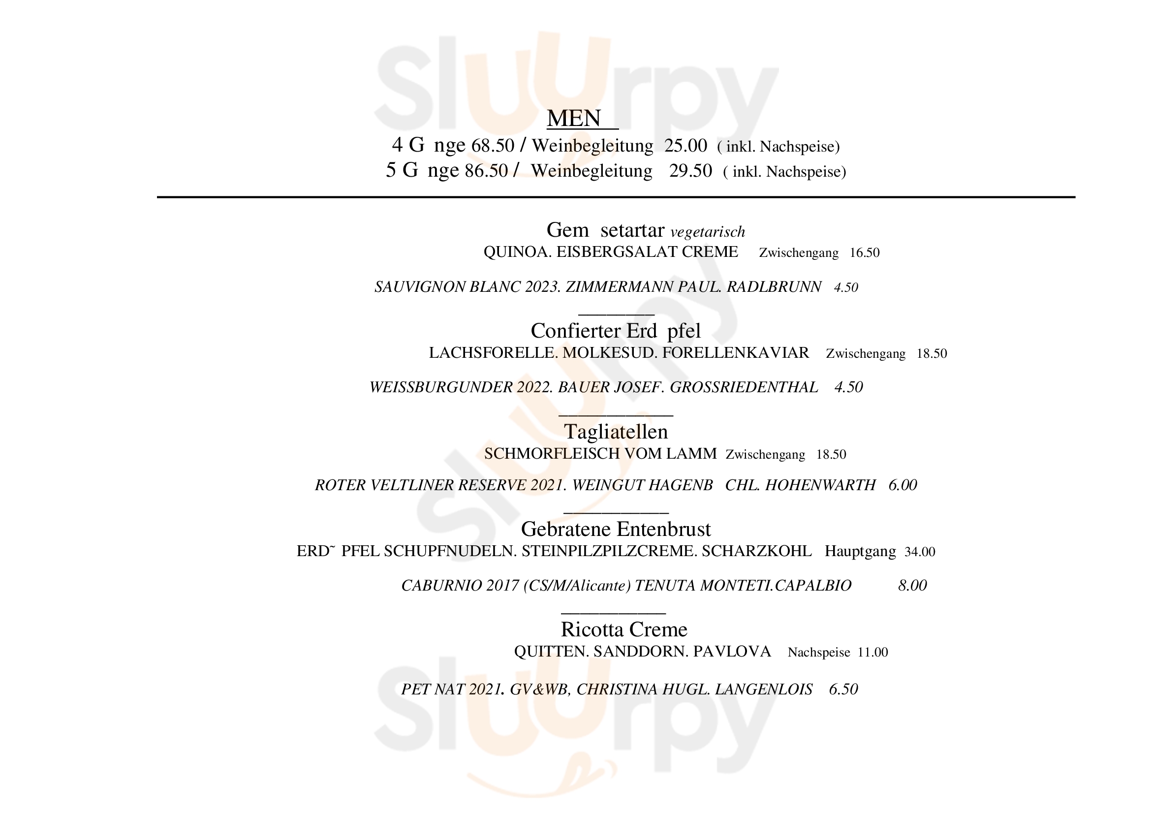 Landgasthaus Winkelhofer Maissau Menu - 1