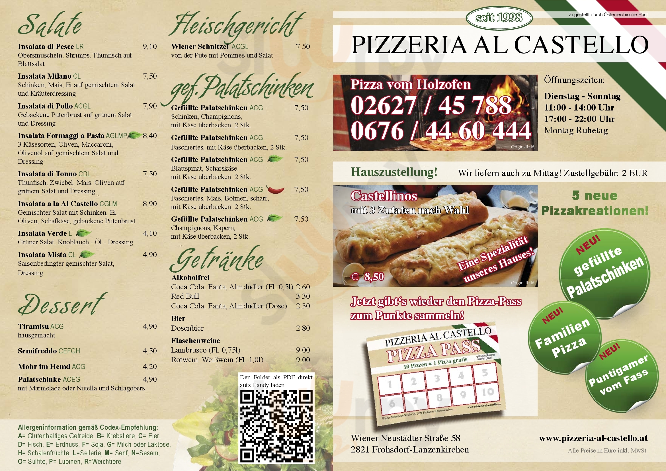 Pizzeria Al Castello Lanzenkirchen Menu - 1