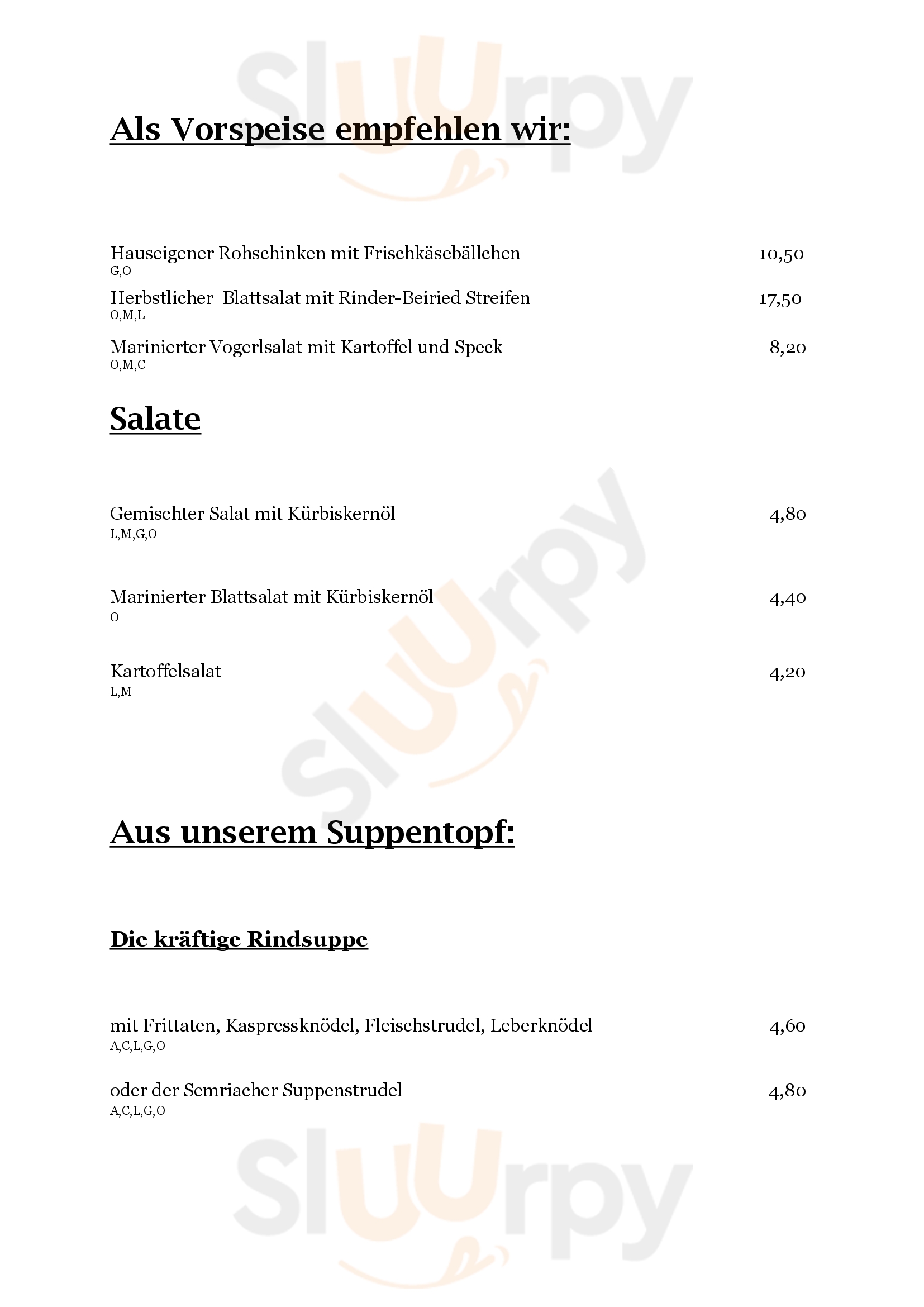 Gasthaus Hauserl Im Wald - Semriach Semriach Menu - 1