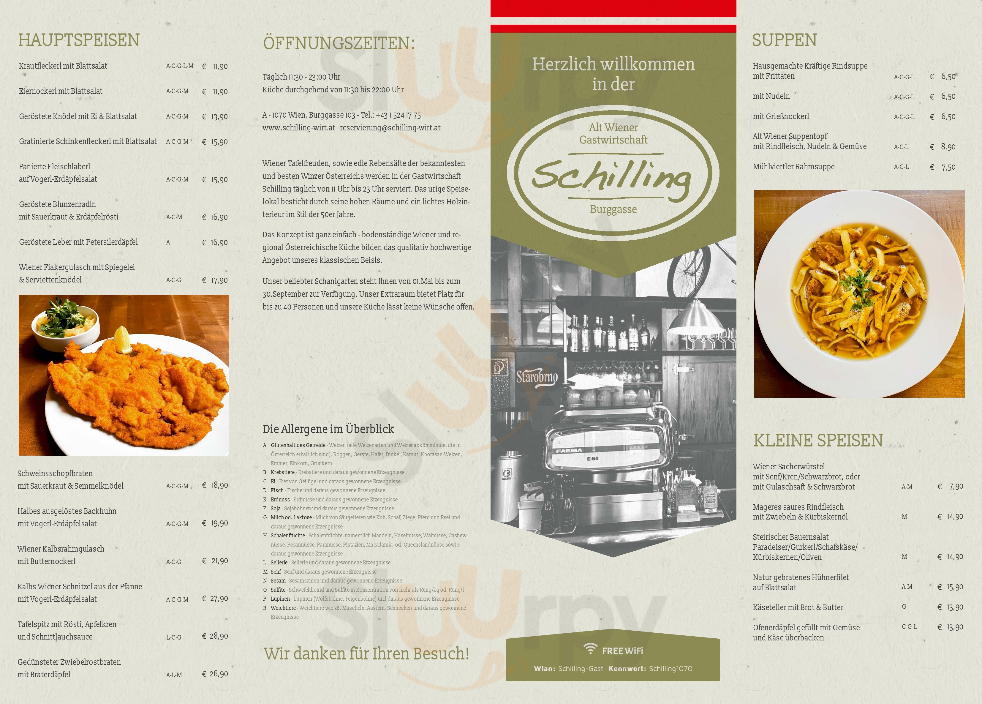 Gastwirtschaft Schilling Wien Menu - 1