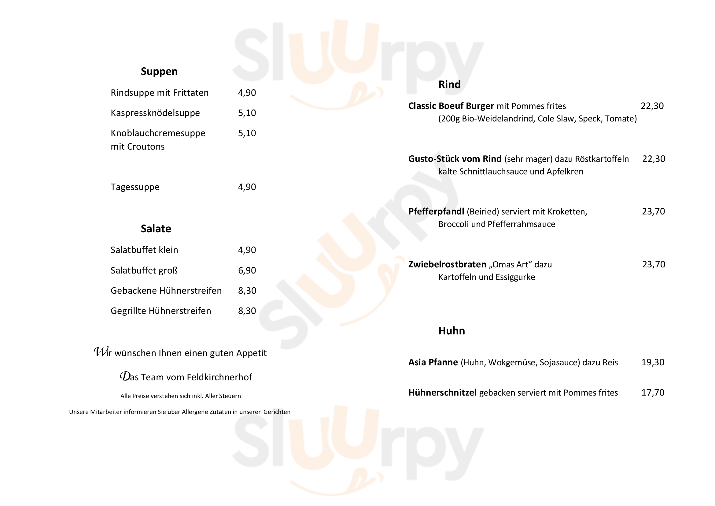 Feldkirchnerhof Graz Menu - 1