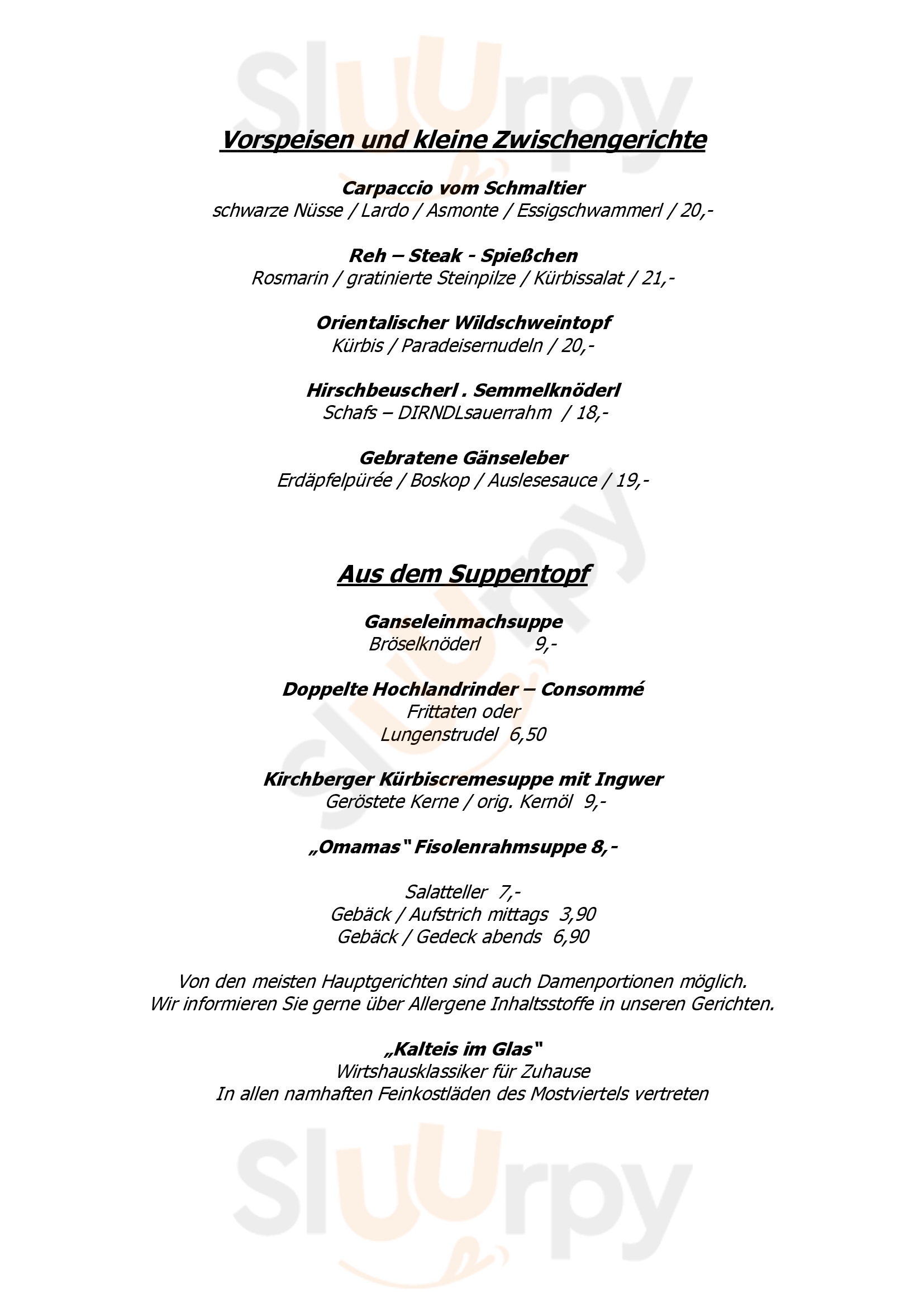 Gasthof - Restaurant Kalteis Kirchberg an der Pielach Menu - 1