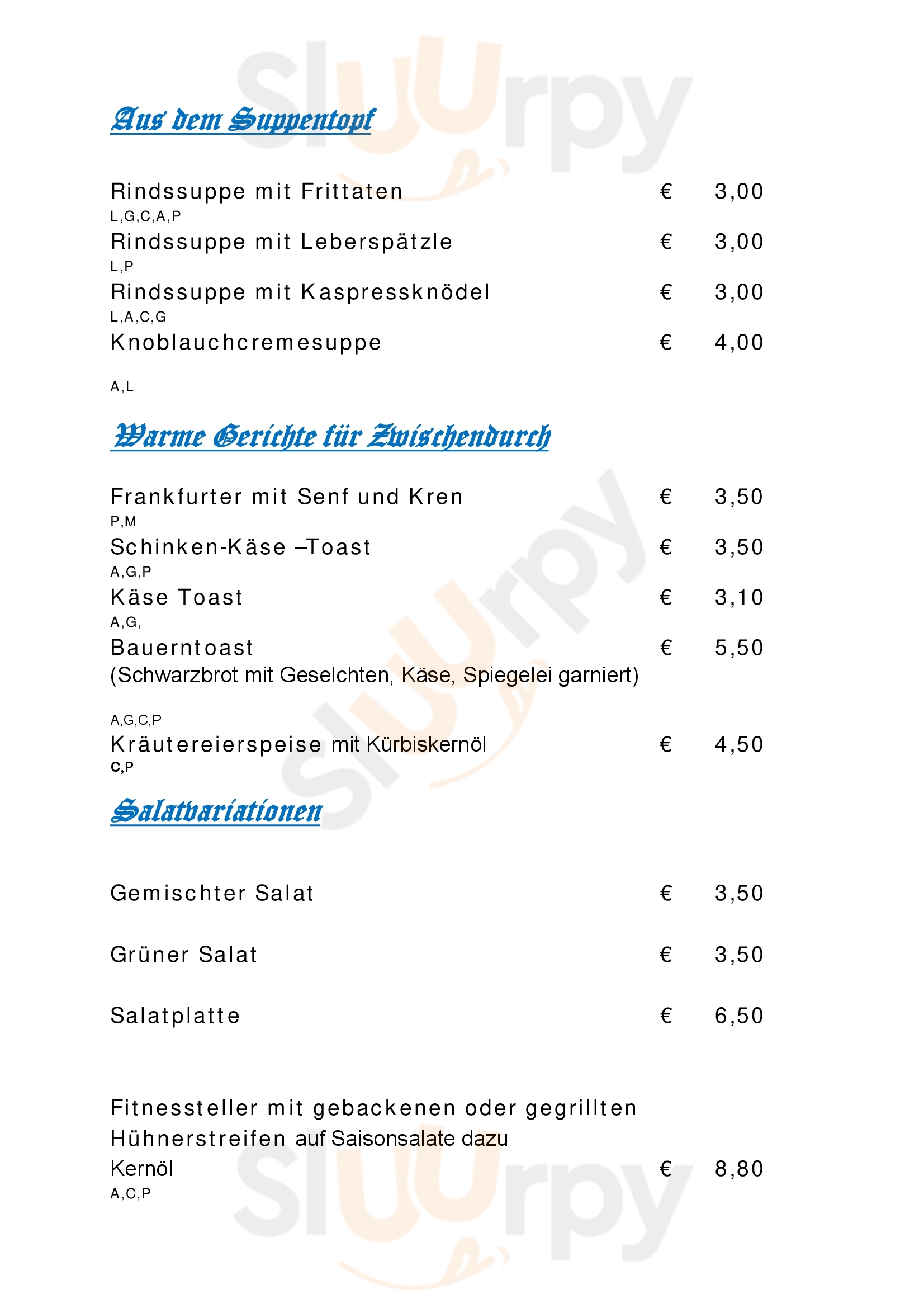 Gasthaus Windhager Café Franzlstub'n Sankt Peter im Sulmtal Menu - 1
