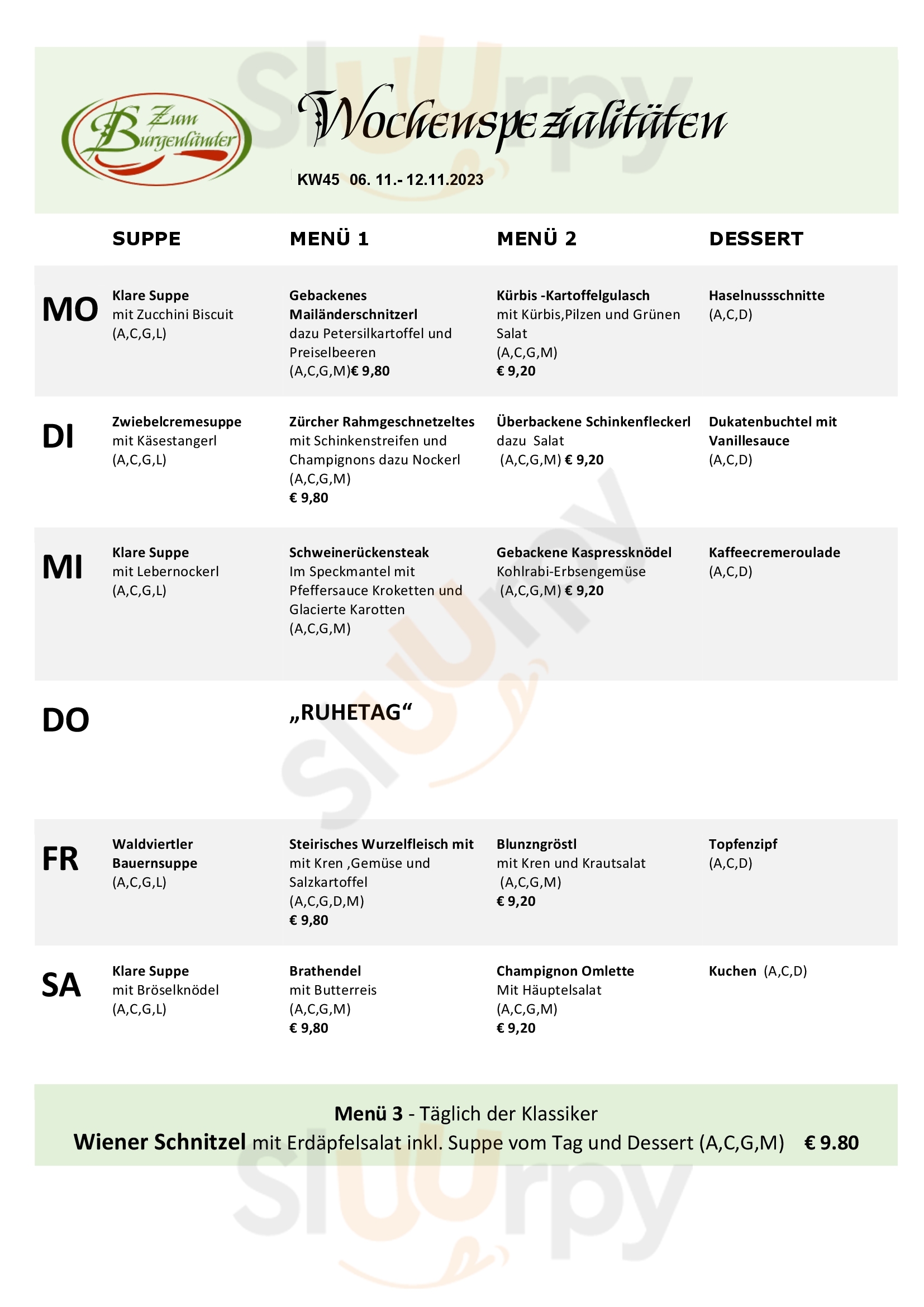 Zum Burgenländer Pfandlwirt Riedlingsdorf Menu - 1