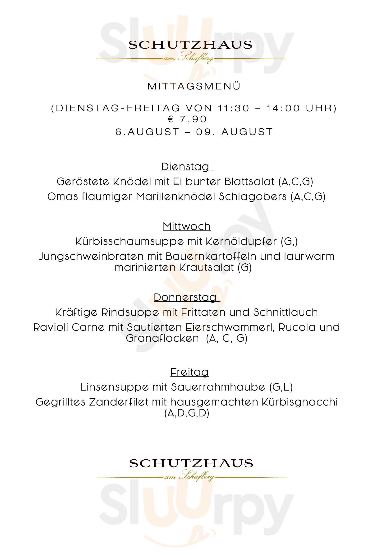 Schutzhaus Am Schafberg Wien Menu - 1