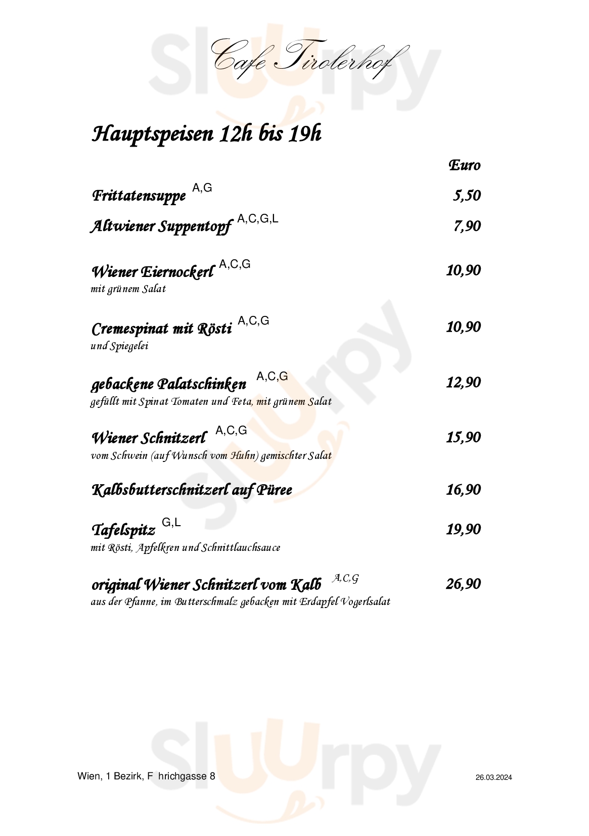 Cafe Tirolerhof Wien Menu - 1