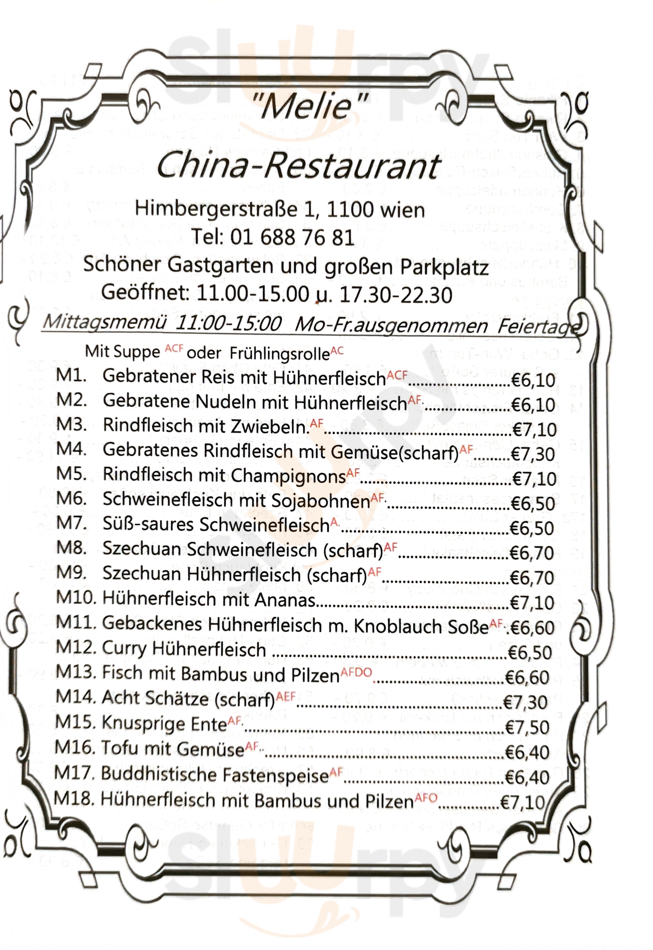 China Restaurant Me-lie Wien Menu - 1