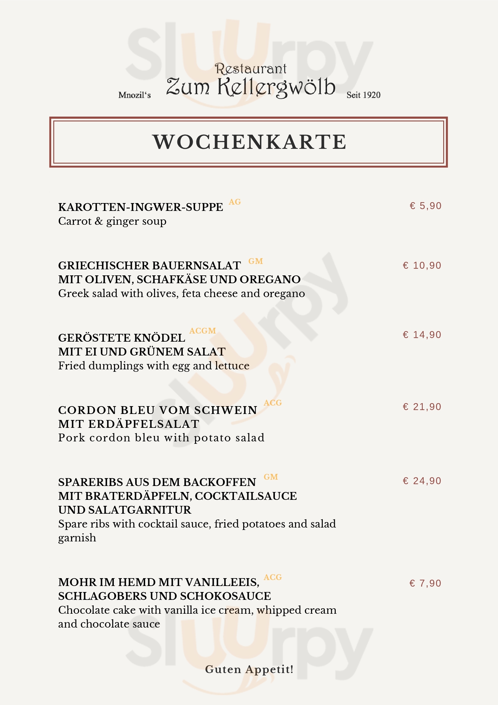 Restaurant Zum Kellergwölb Wien Menu - 1