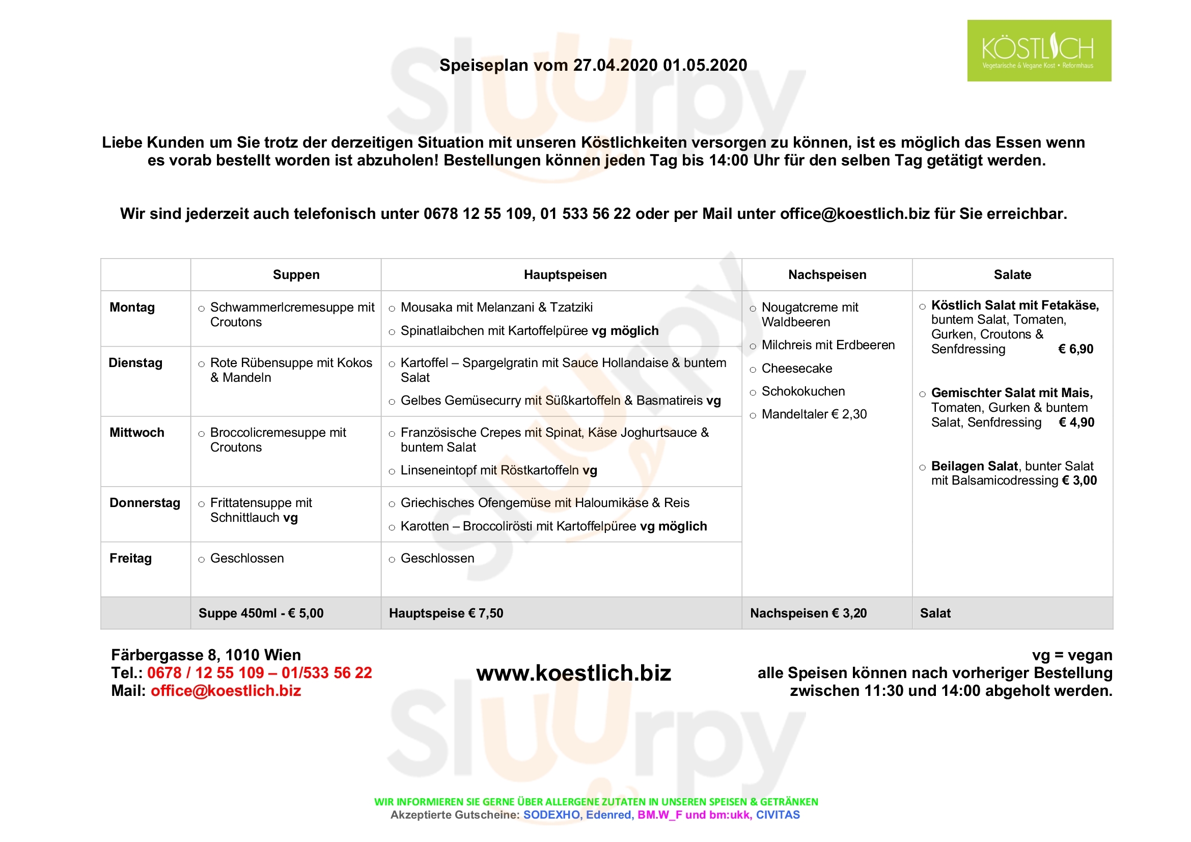 Köstlich Wien Menu - 1