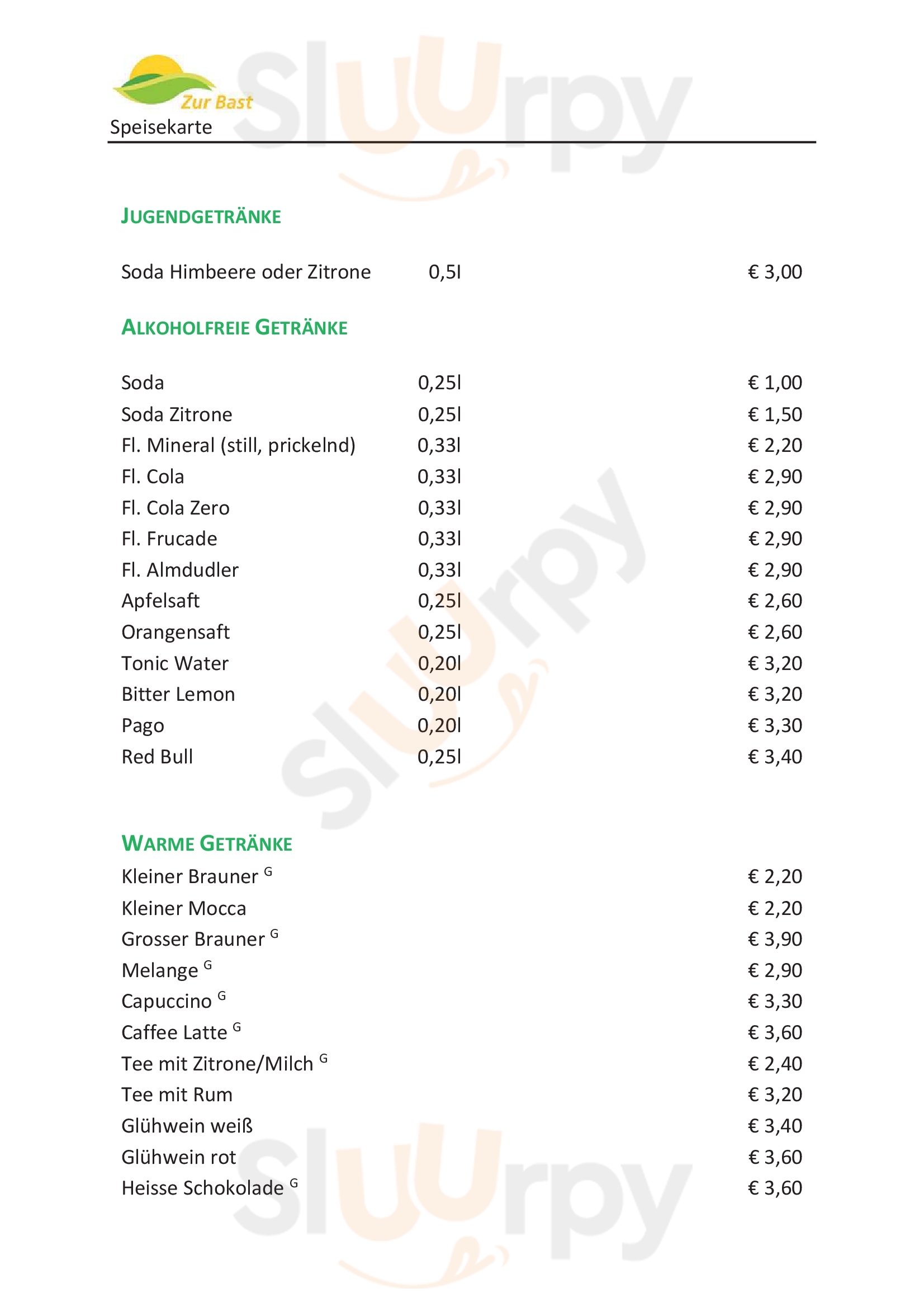 Gasthaus Zur Bast Wien Menu - 1