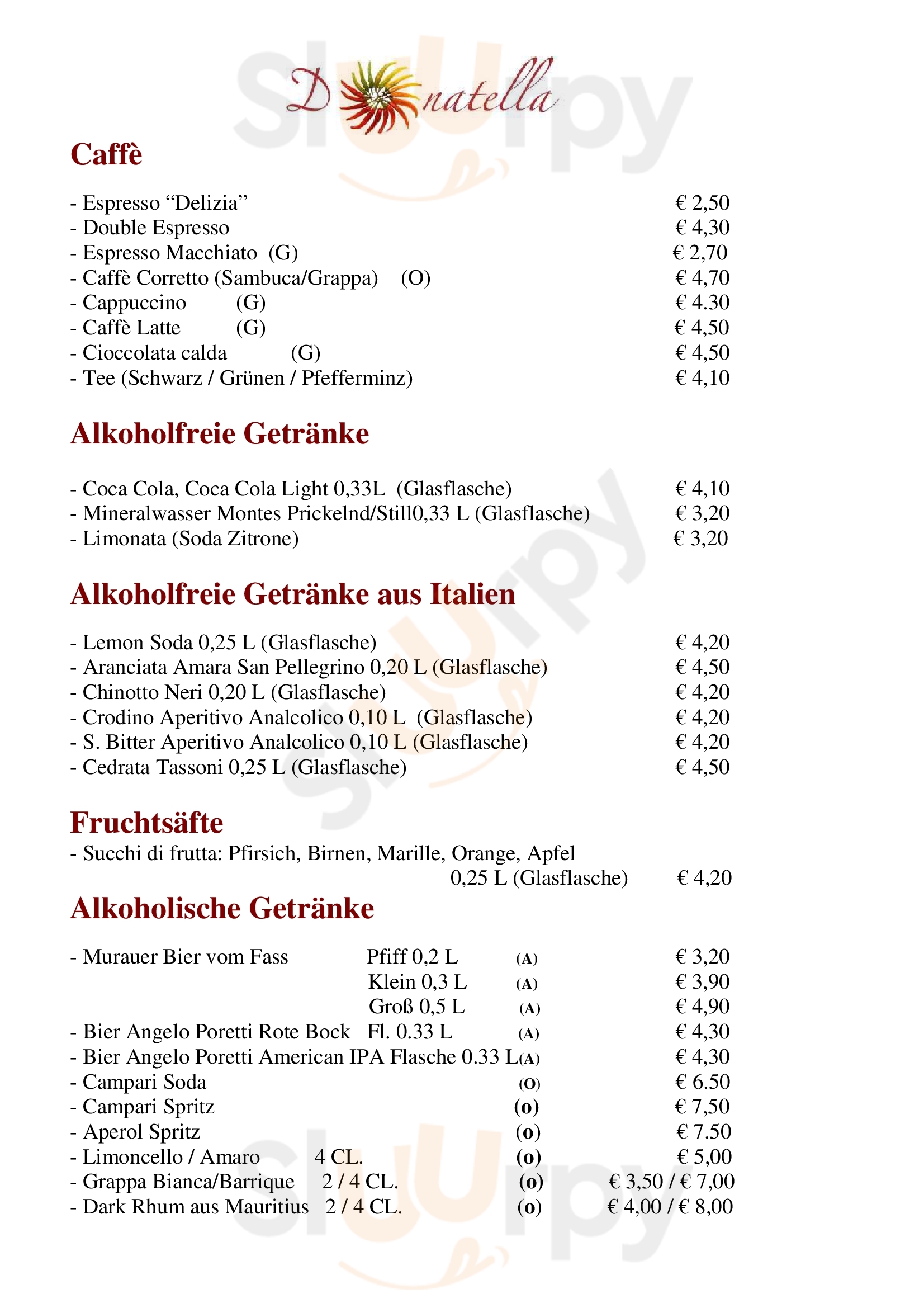 Donatella Wien Menu - 1