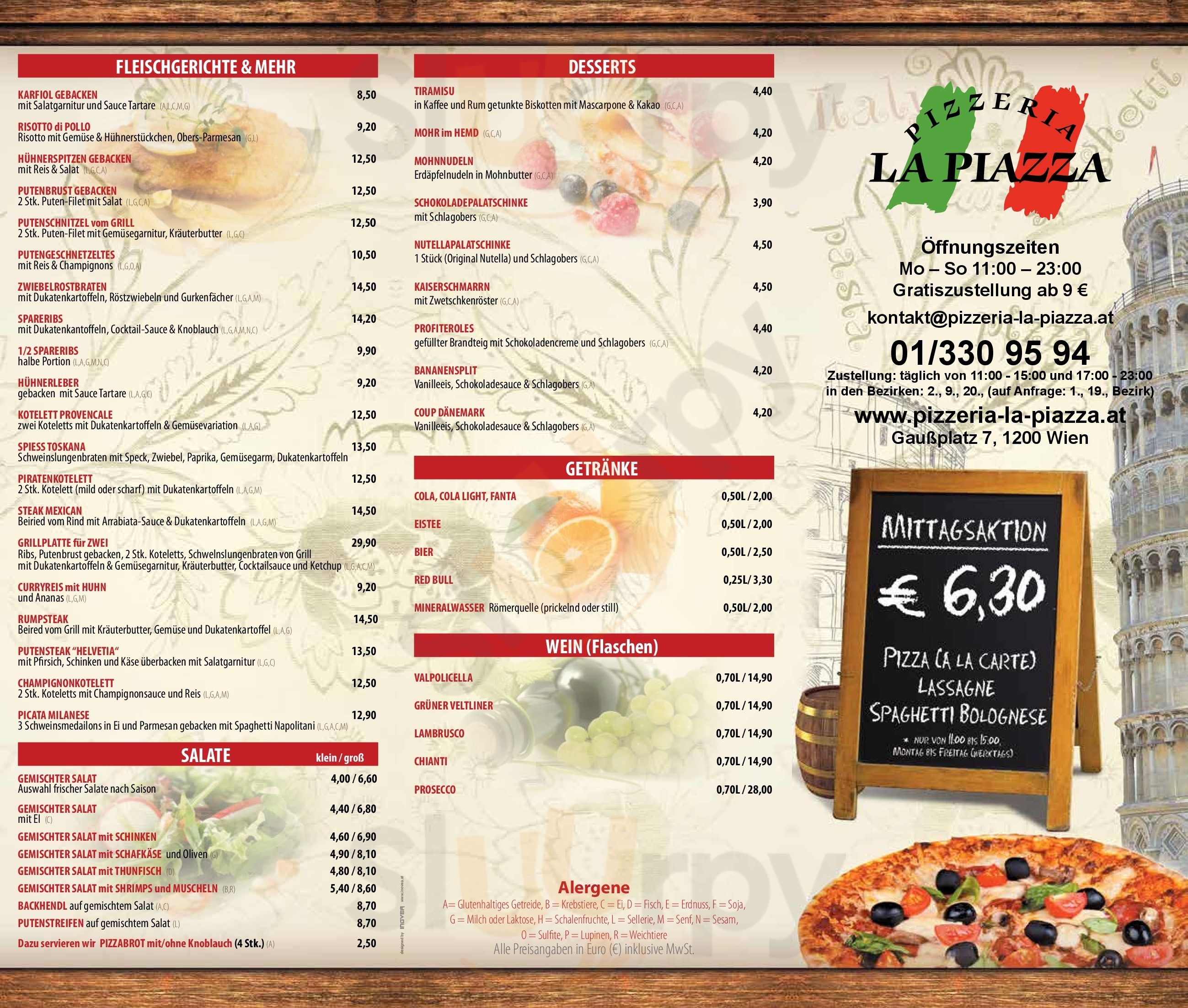 Pizzeria La Piazza Wien Menu - 1