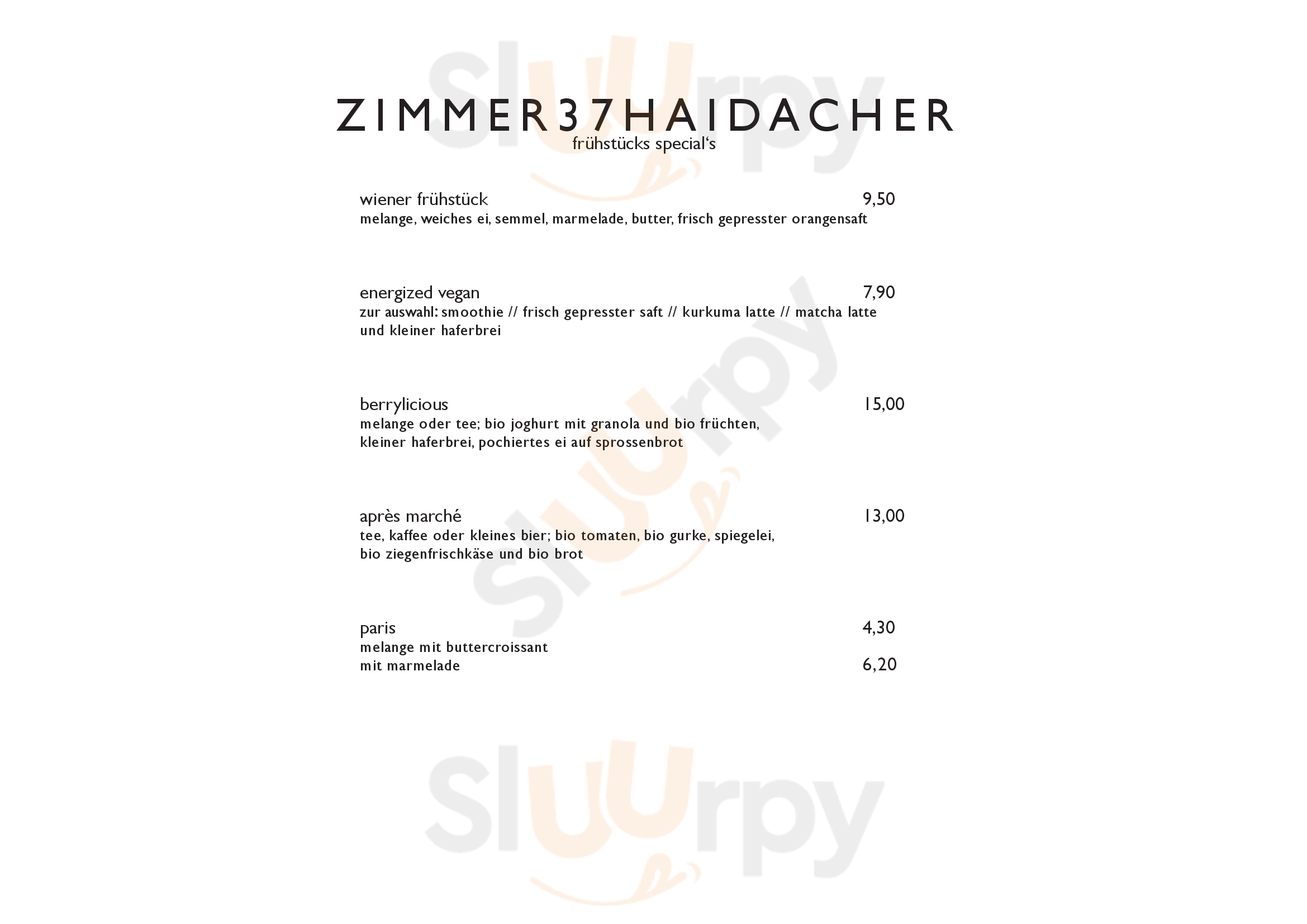 Zimmer37 Wien Menu - 1