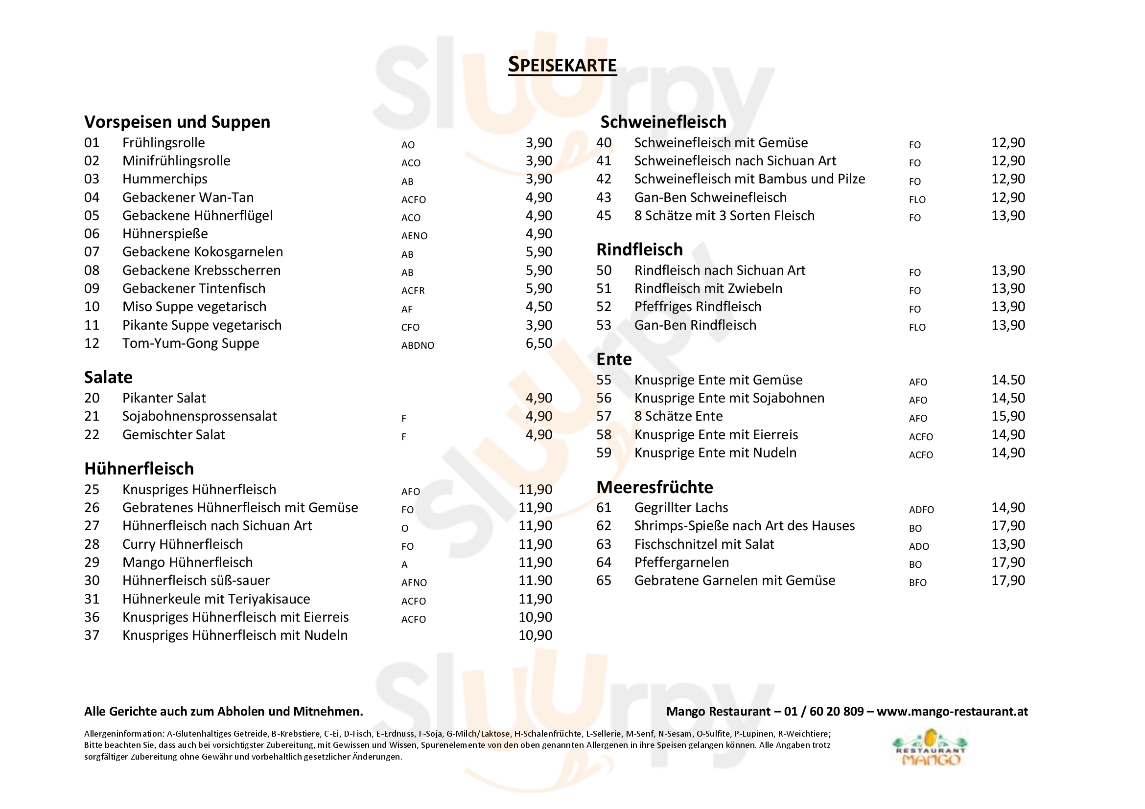 Mango Restaurant Wien Menu - 1