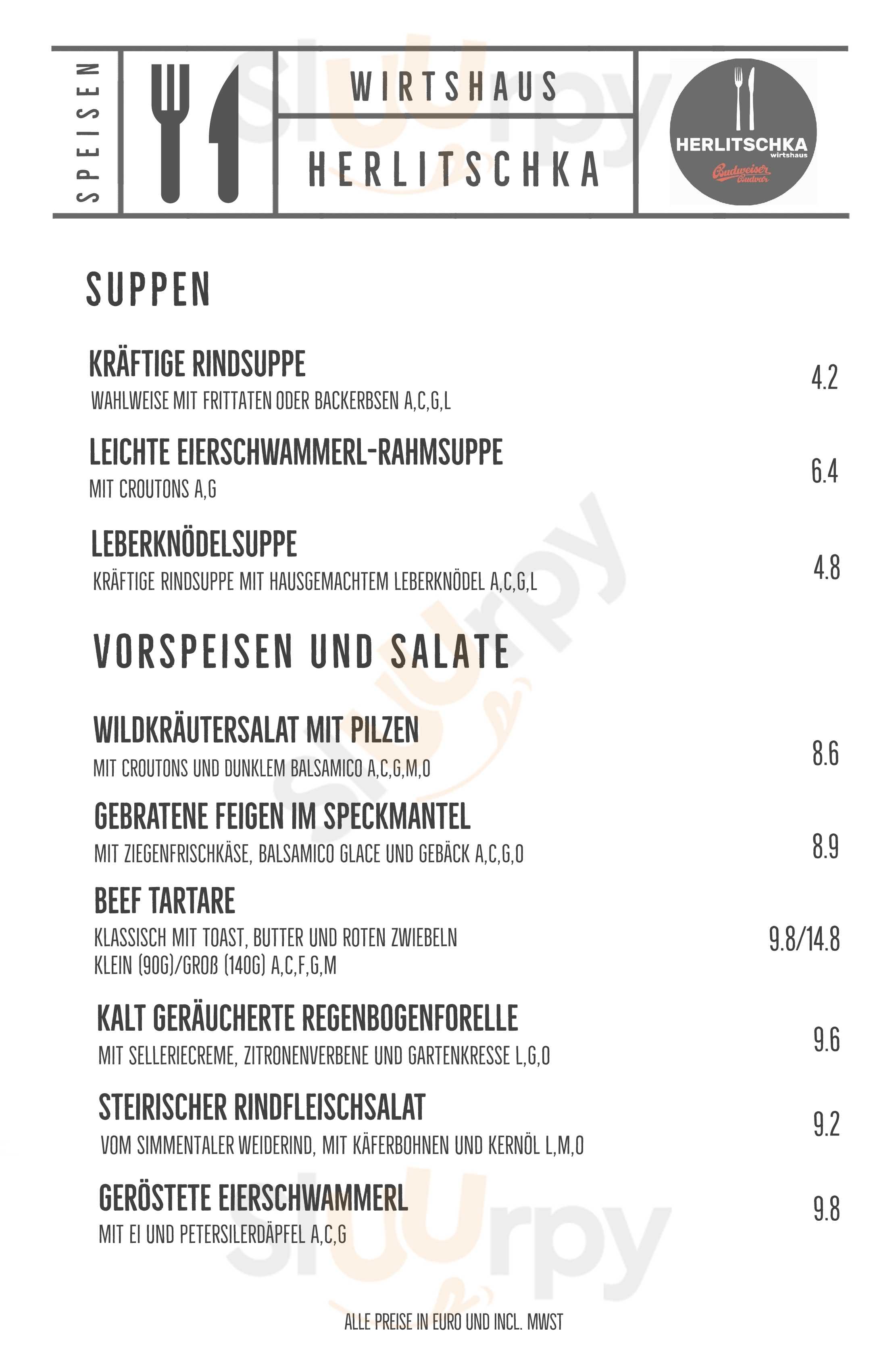 Wirtshaus Herlitschka Wien Menu - 1