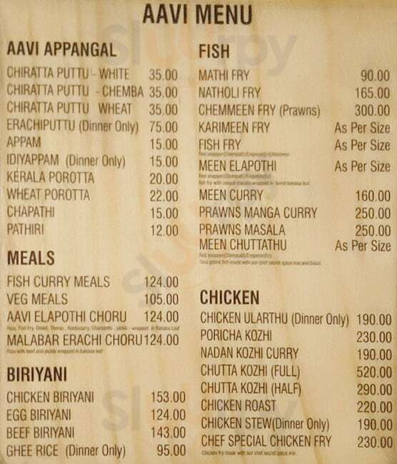 Aavi Restaurant Ernakulam Menu - 1