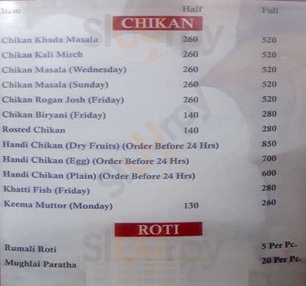 Sakhawat Restaurant Lucknow Menu - 1