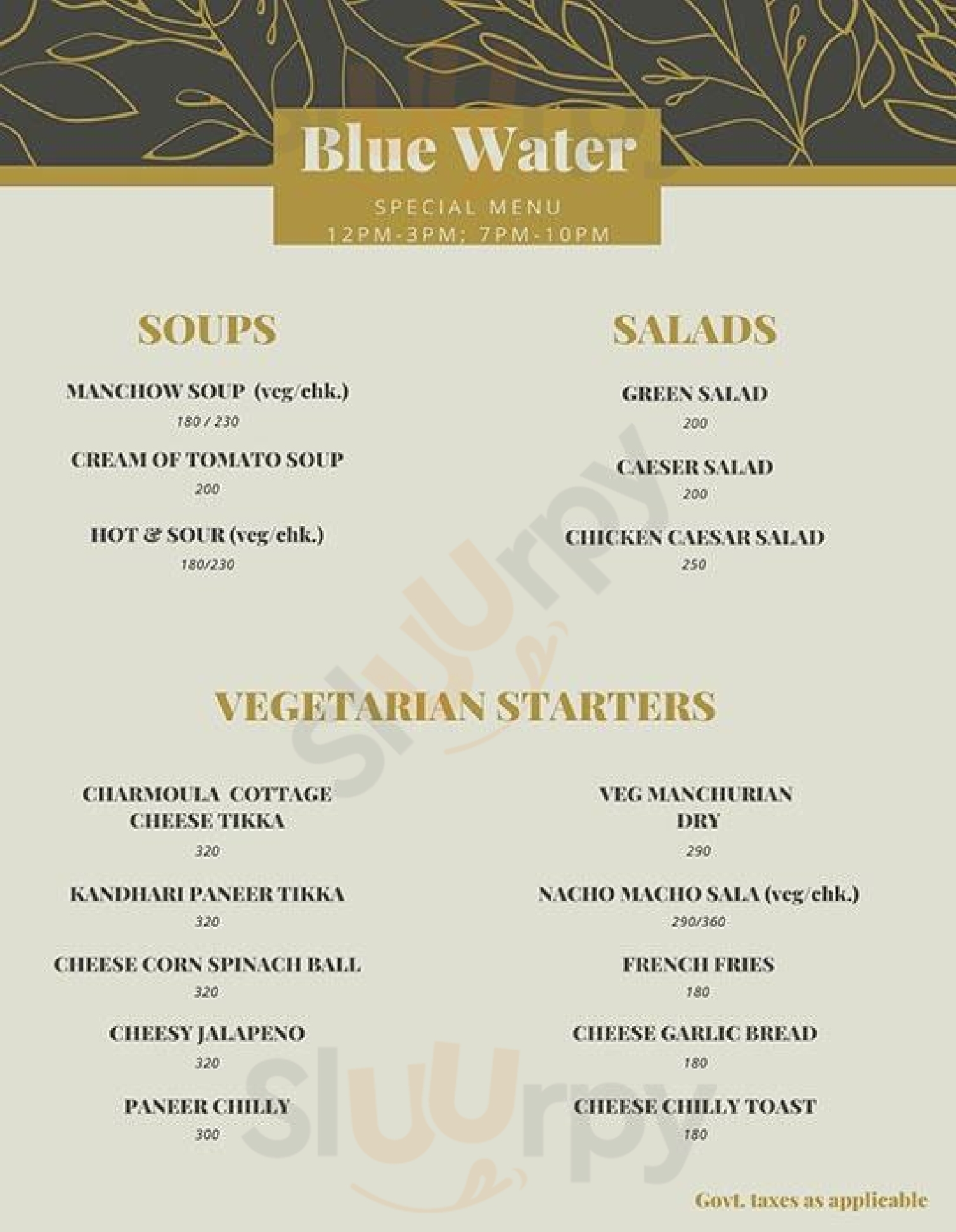 Blue Water Restaurant Pune Menu - 1