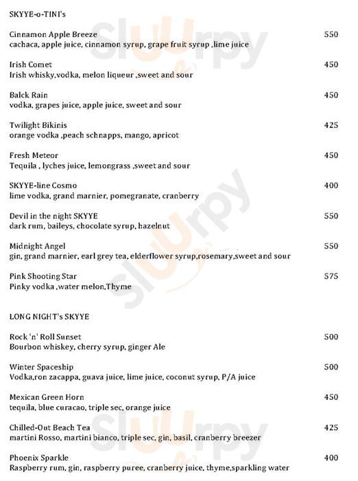 Skyye Lounge Bengaluru Menu - 1