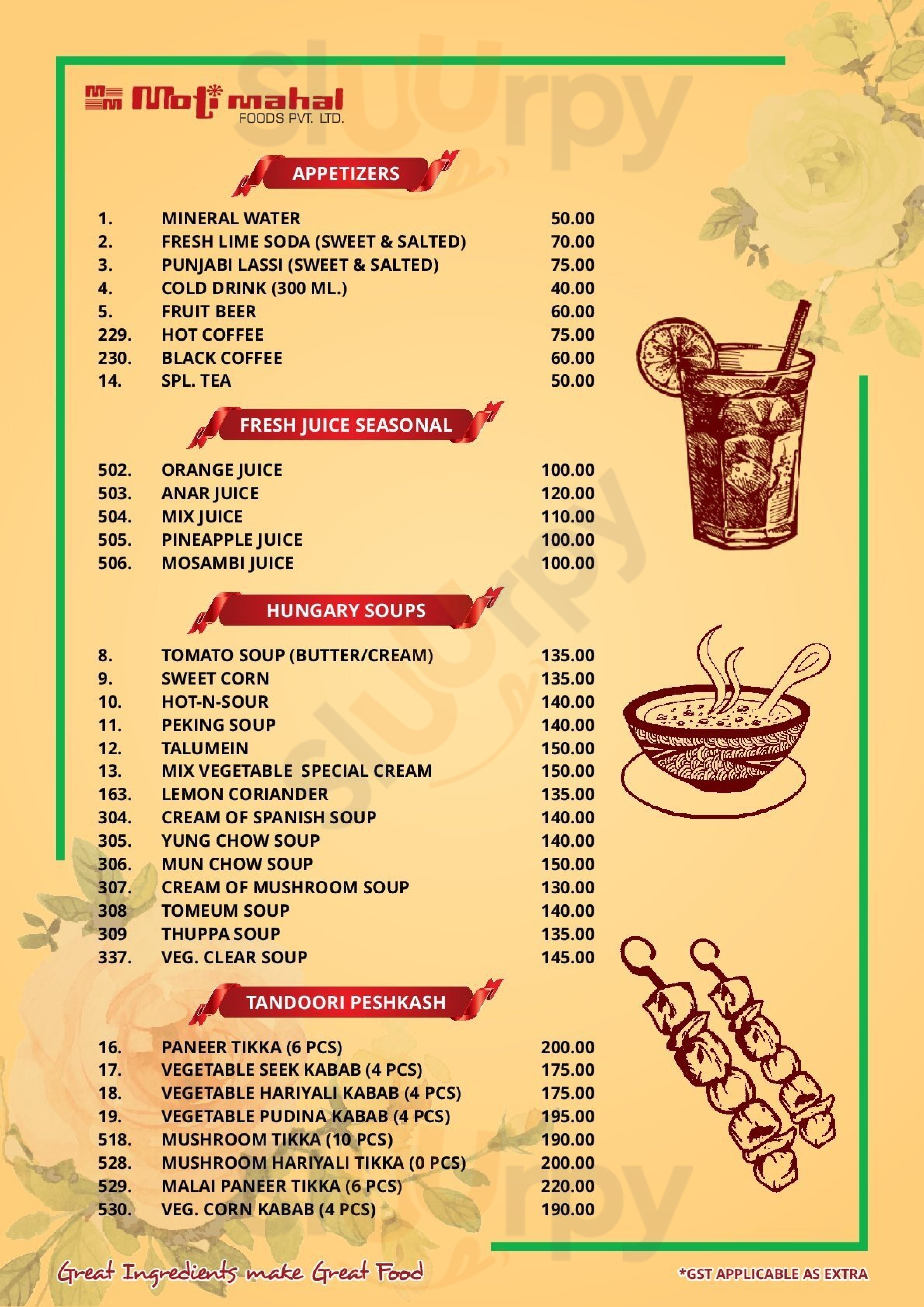 Moti Mahal Restaurant Lucknow Menu - 1