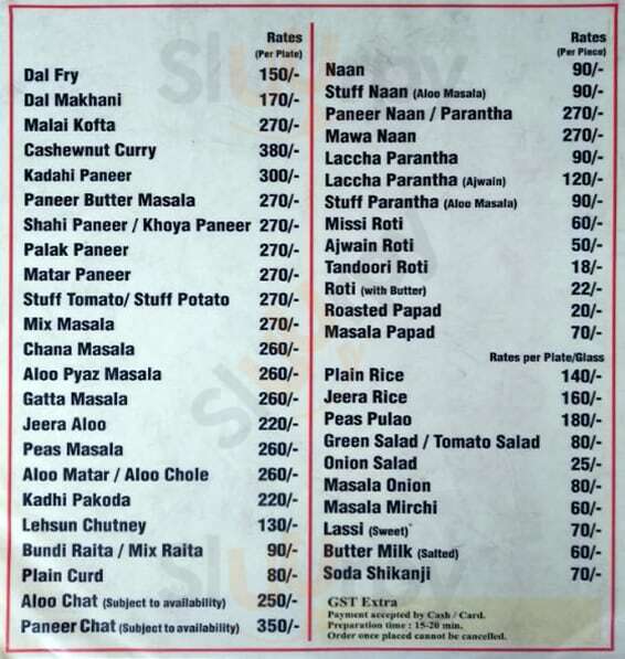 Sharma Dhaba Jaipur Menu - 1