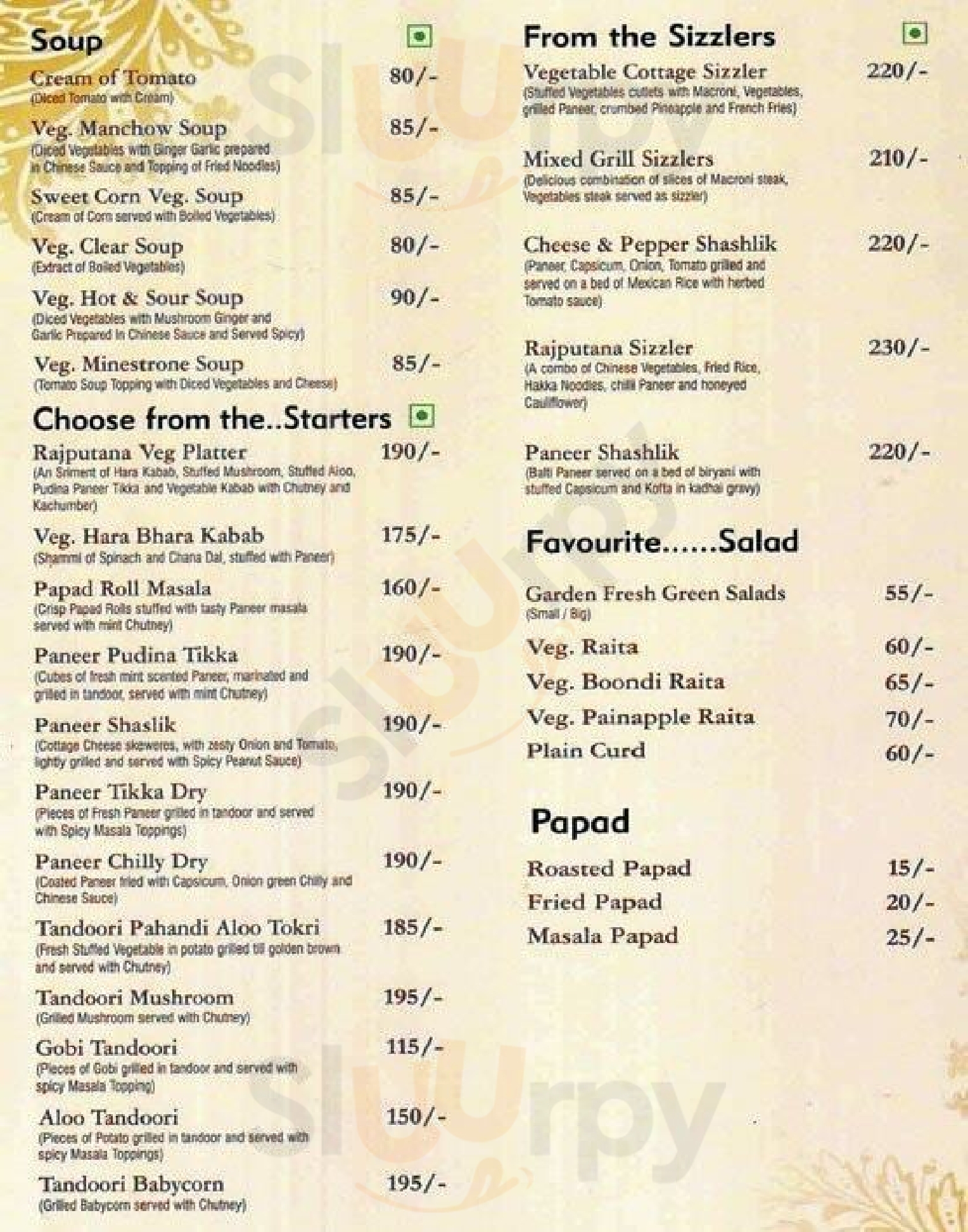 Rajputana The Restaurant Vadodara Menu - 1