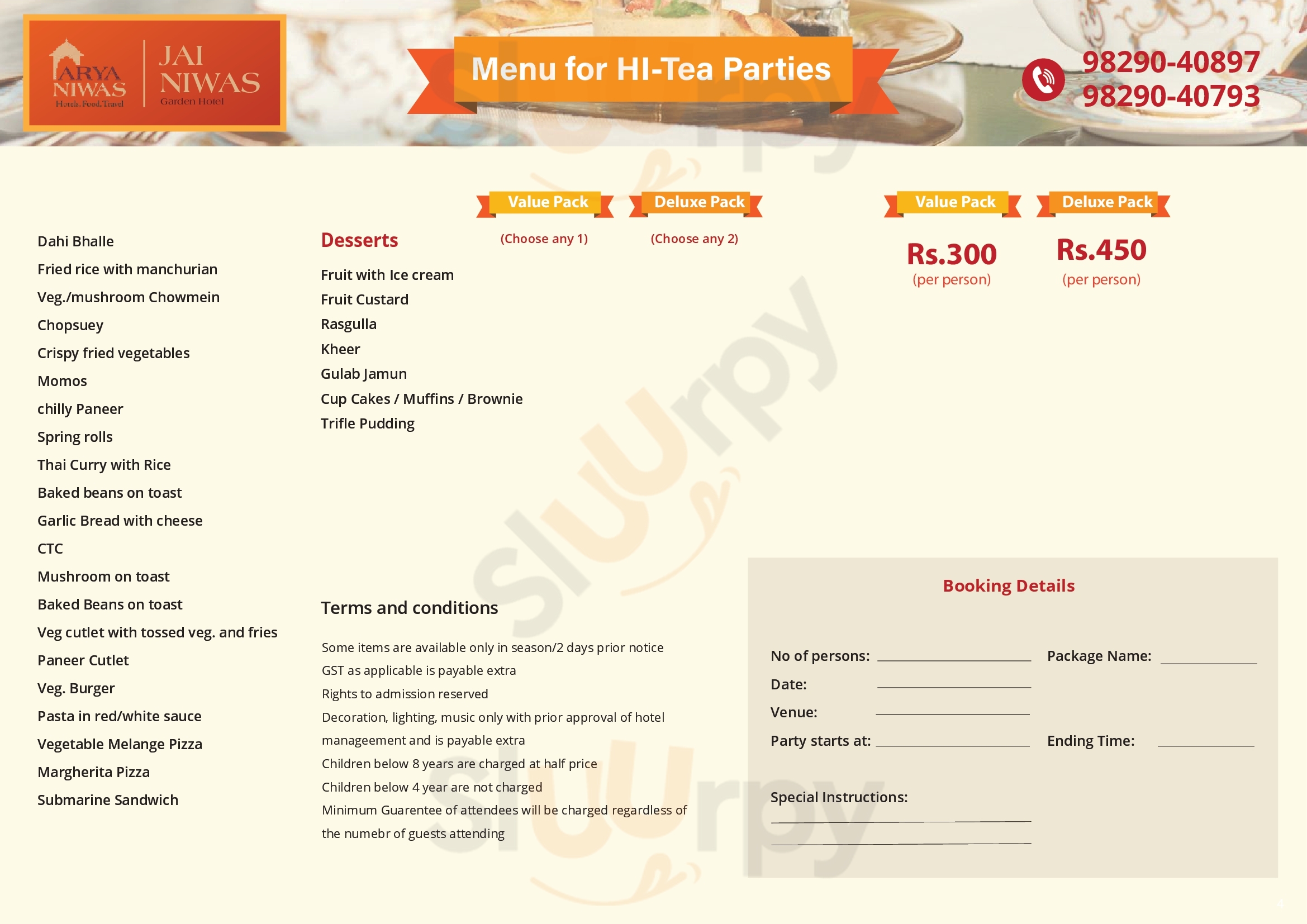 Jai Niwas Restaurant Jaipur Menu - 1