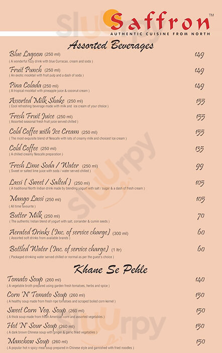 Saffron Restaurant Ahmedabad Menu - 1