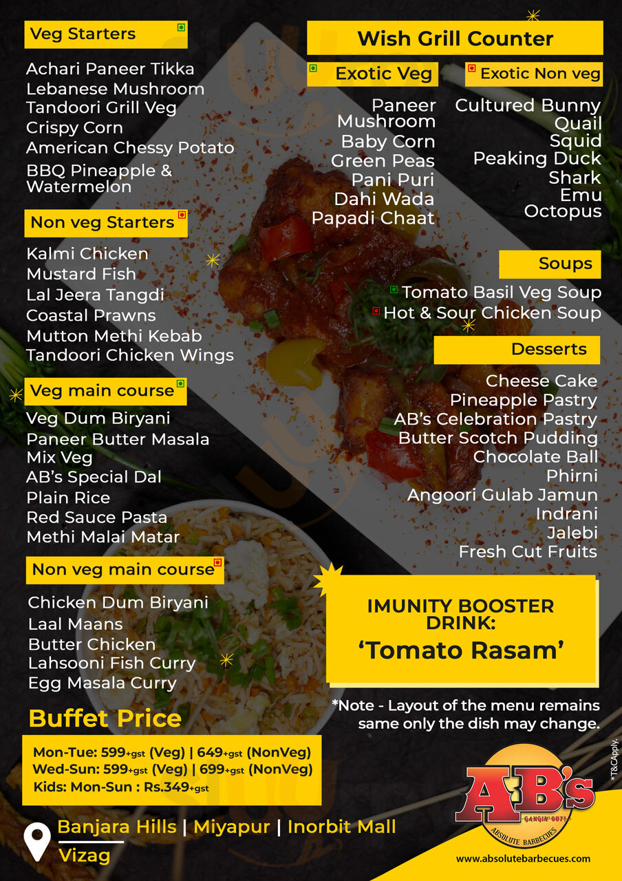 Absolute Barbecues - Banjara Hills, Hyderabad Hyderabad Menu - 1