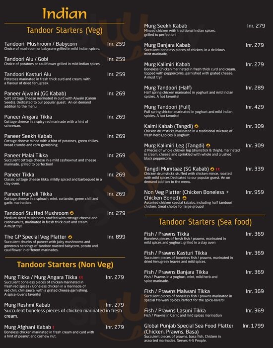 Global Punjab Pune Menu - 1