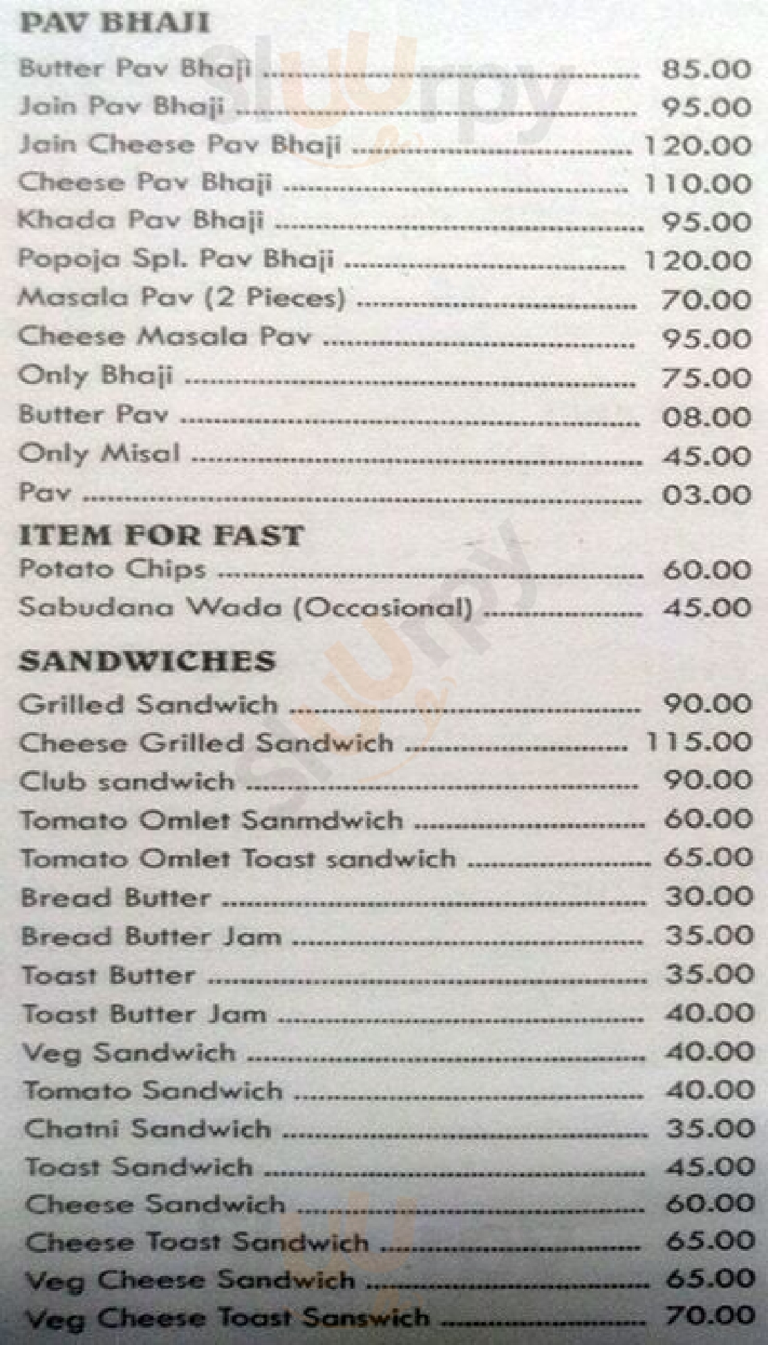 Pooja Snacks Bar Thane Menu - 1