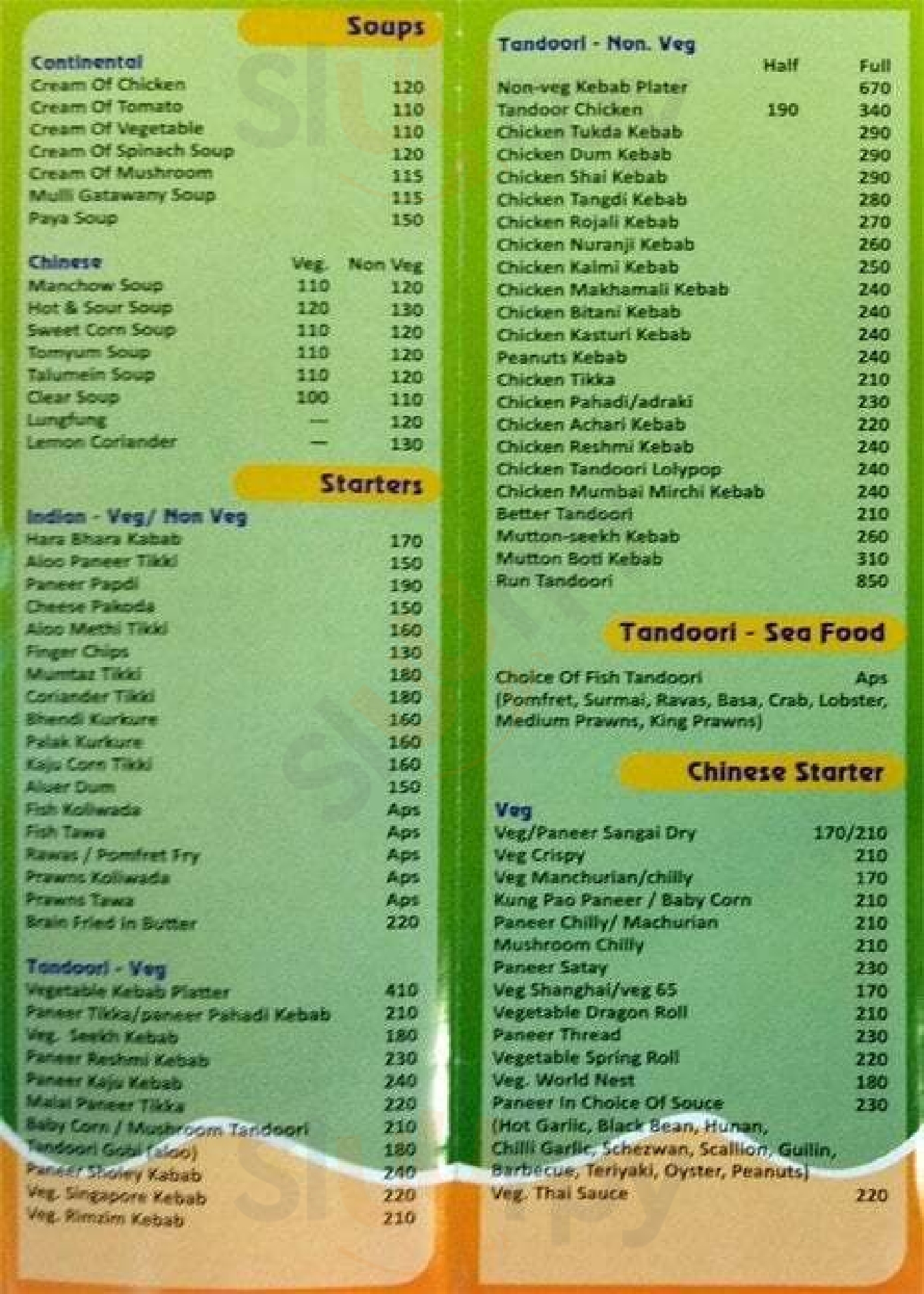 National Punjab Thane Menu - 1