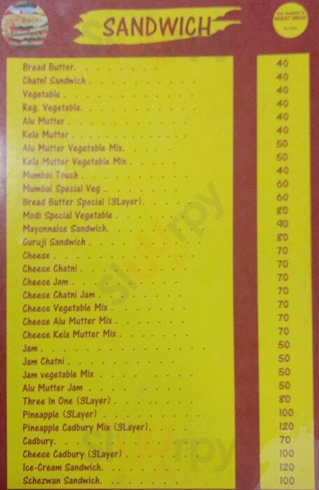 Modi Sandwich & Pizza Ahmedabad Menu - 1