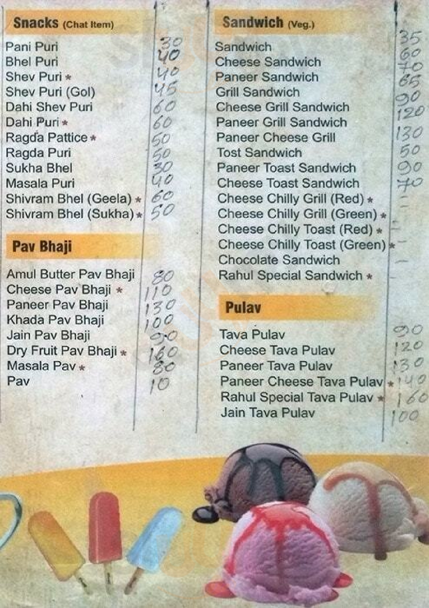 Rahul Ice Cream & Fast Food Centre Thane Menu - 1