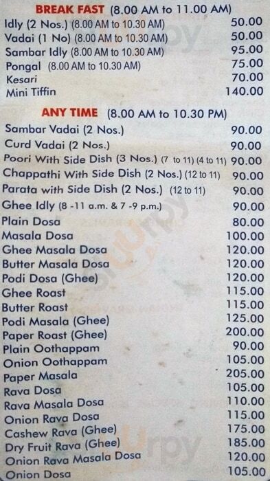 Sangeetha Veg Restaurant Chennai (Madras) Menu - 1