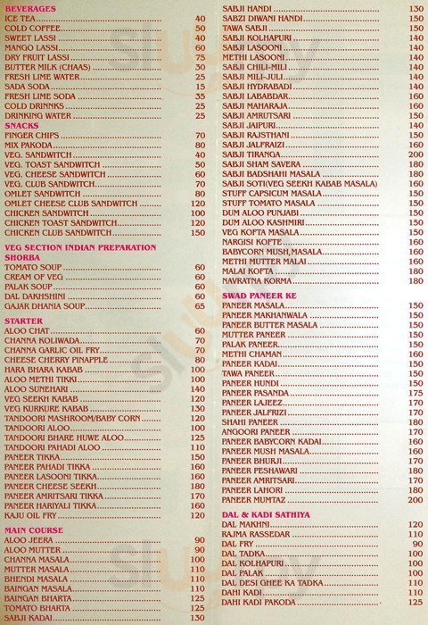 Sai Excellence Thane Menu - 1