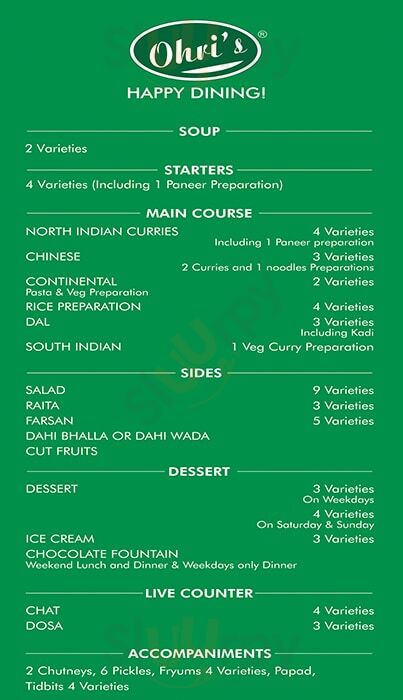 Ohri's Jiva Hyderabad Menu - 1