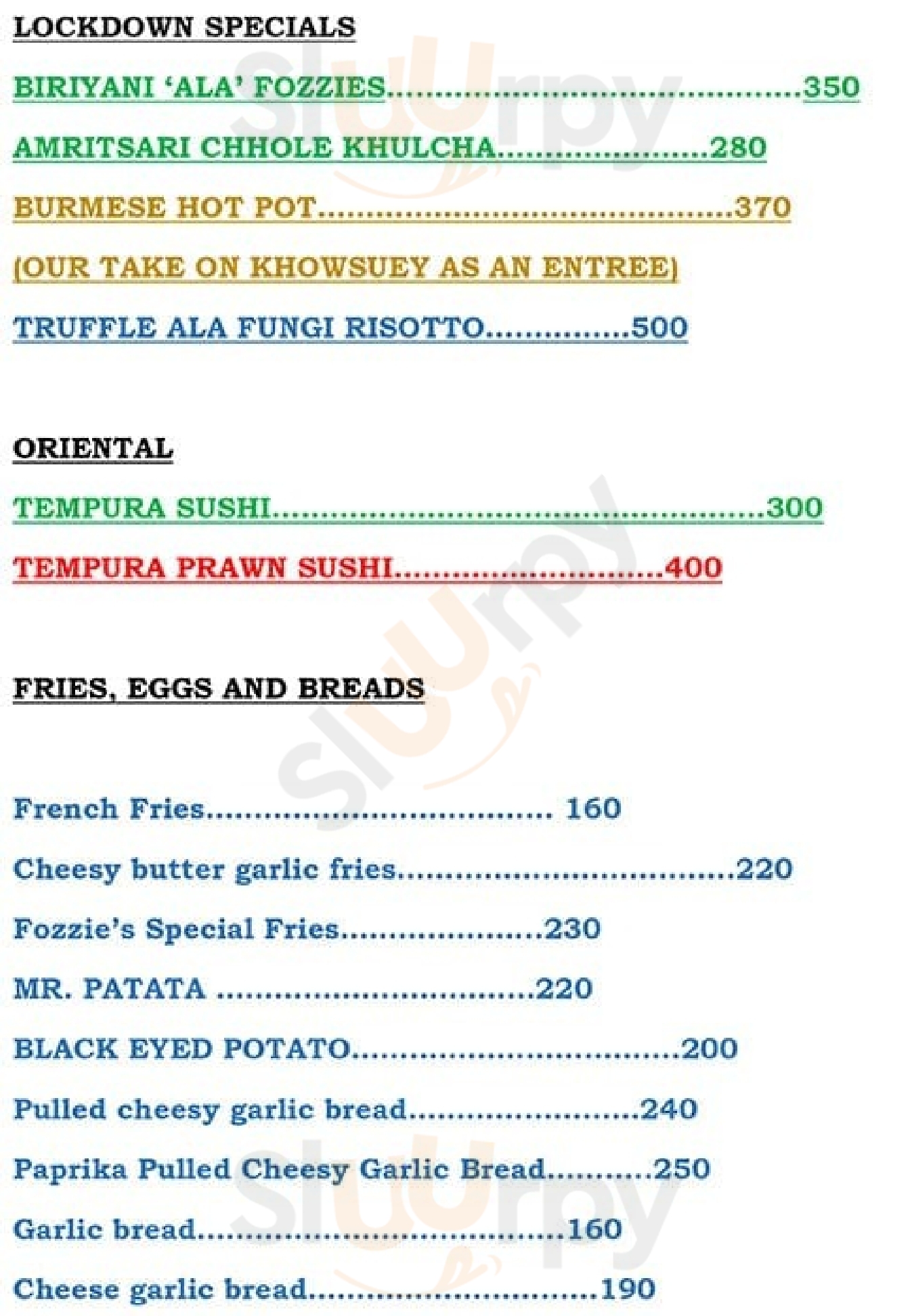 Fozzies Pizzaiolo Ahmedabad Menu - 1