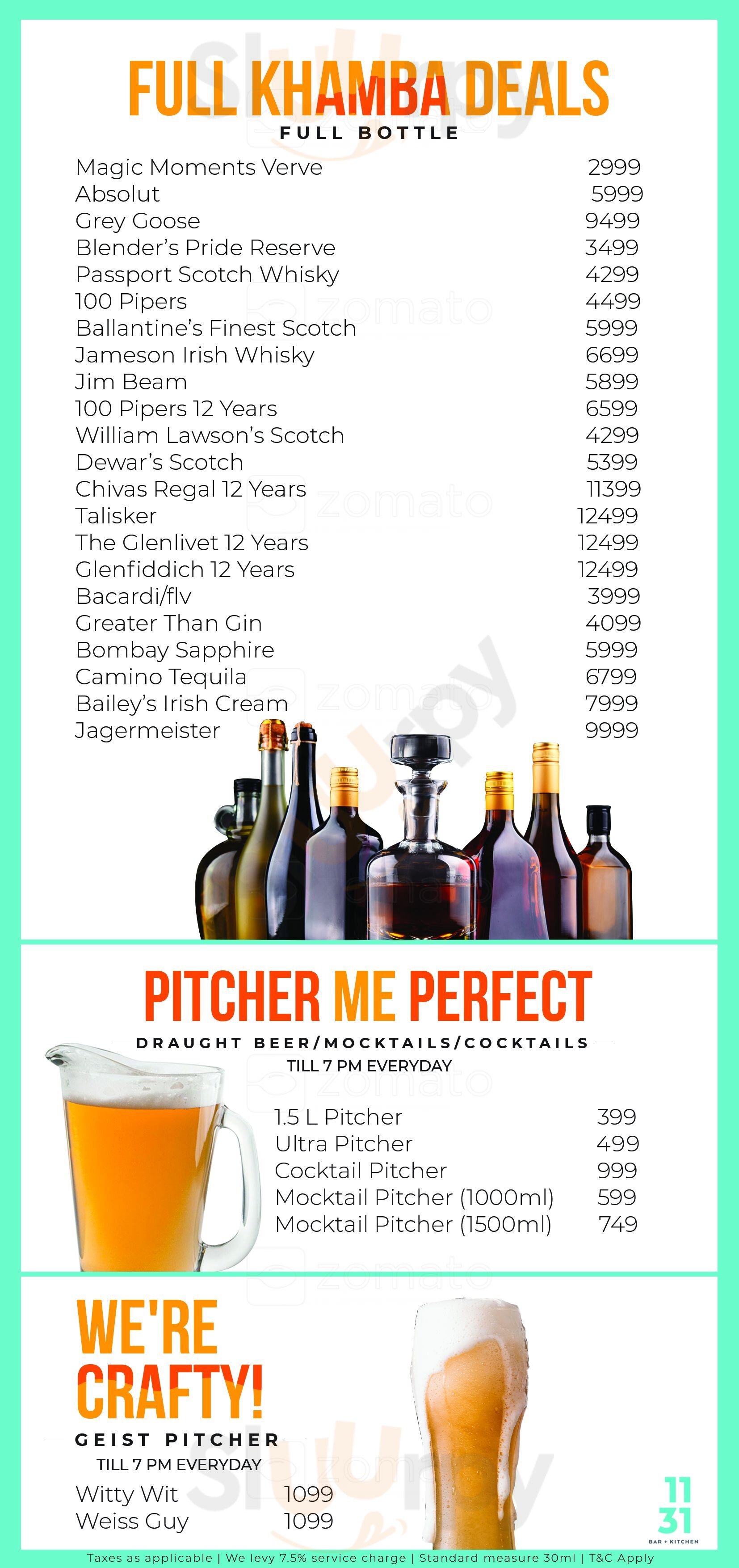 1131 Bar + Kitchen Bengaluru Menu - 1