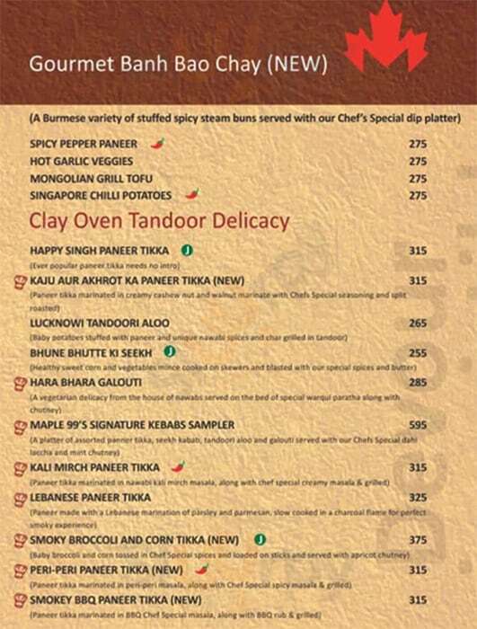 Maple 99 Ahmedabad Menu - 1