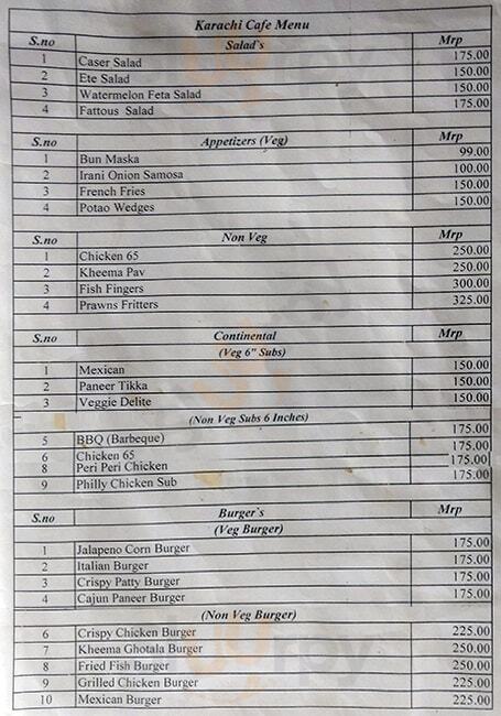 Karachi Cafe Hyderabad Menu - 1