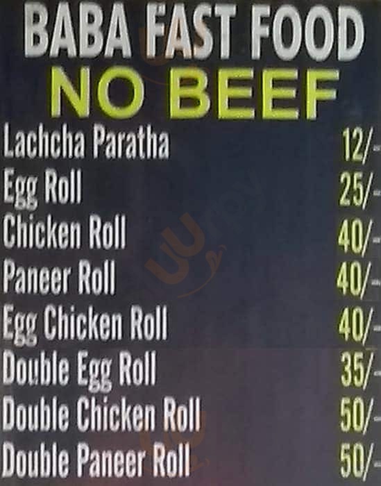 Baba Fast Food Kolkata (Calcutta) Menu - 1