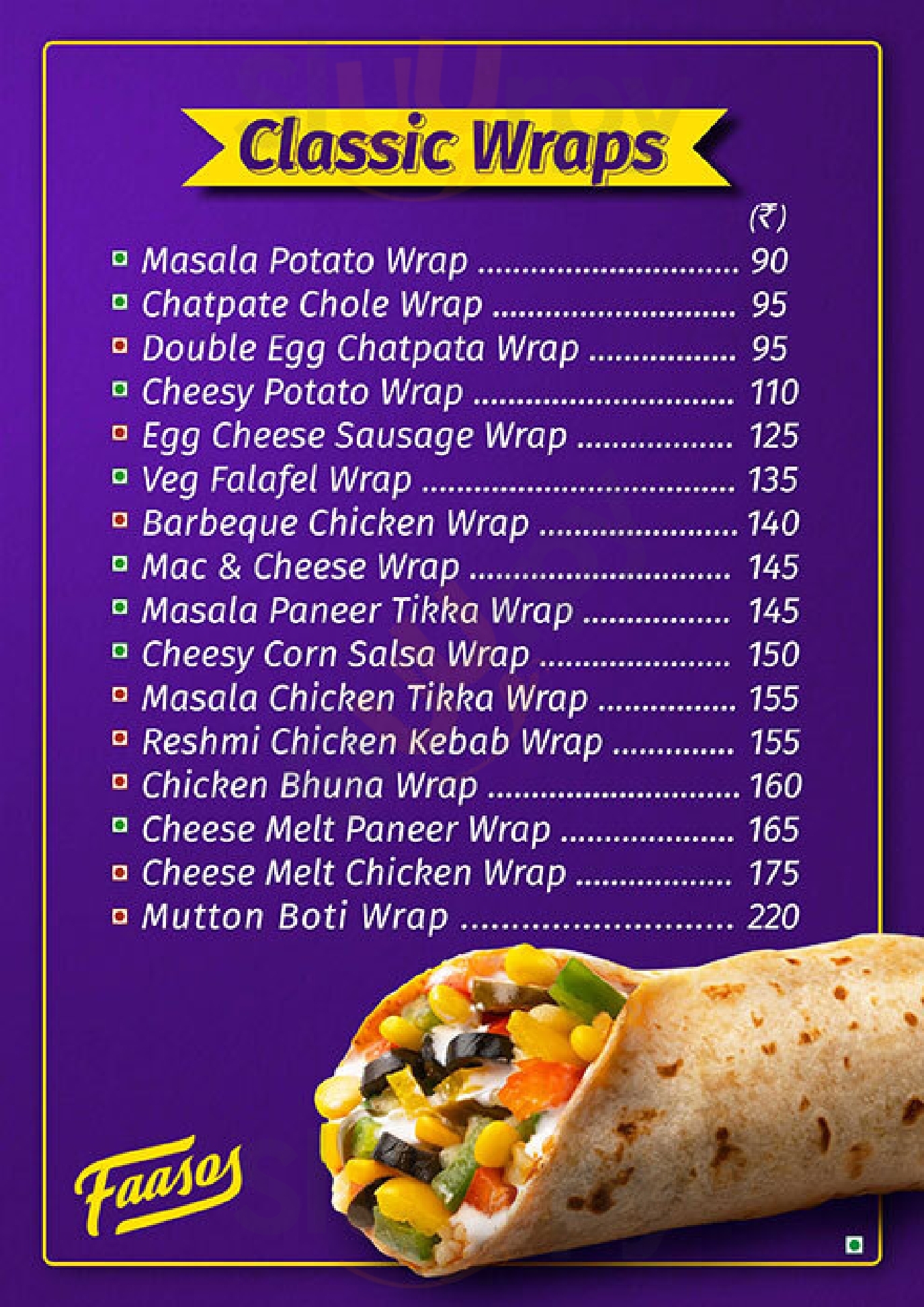 Faasos Ahmedabad Menu - 1