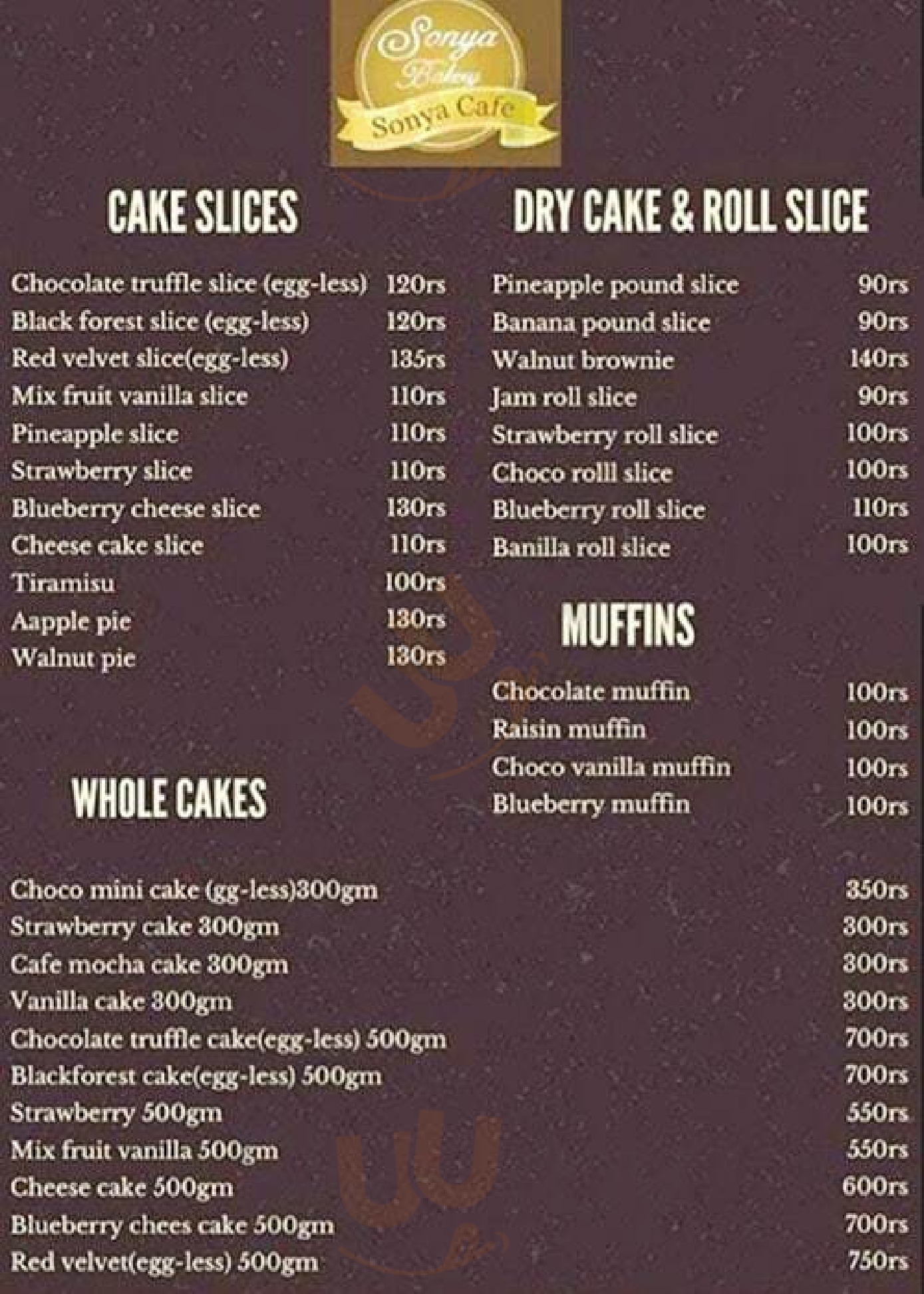 Sonya Bakery & Cafe Gurugram (Gurgaon) Menu - 1