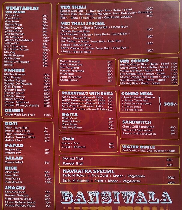Bansiwala Restaurant Noida Menu - 1